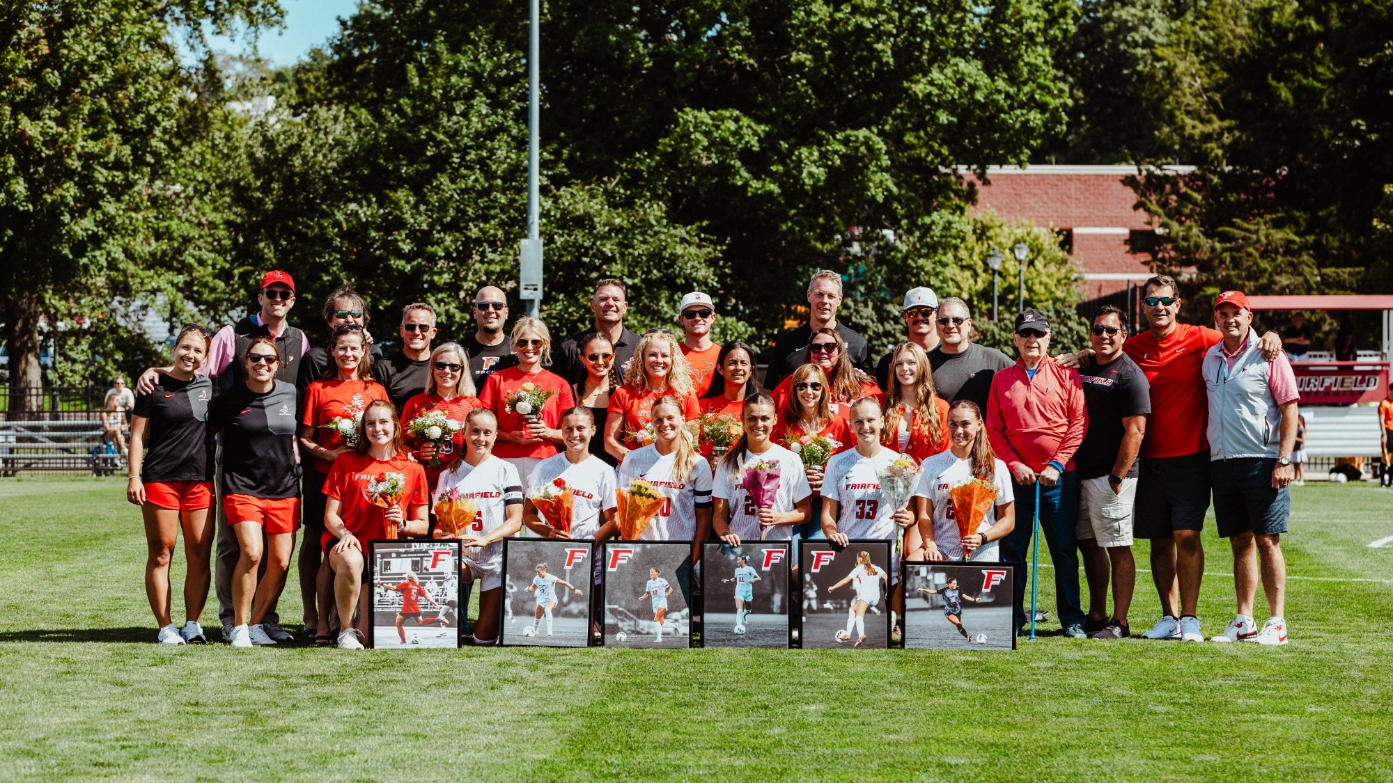 Women's Soccer Senior Class poses on Senior Day