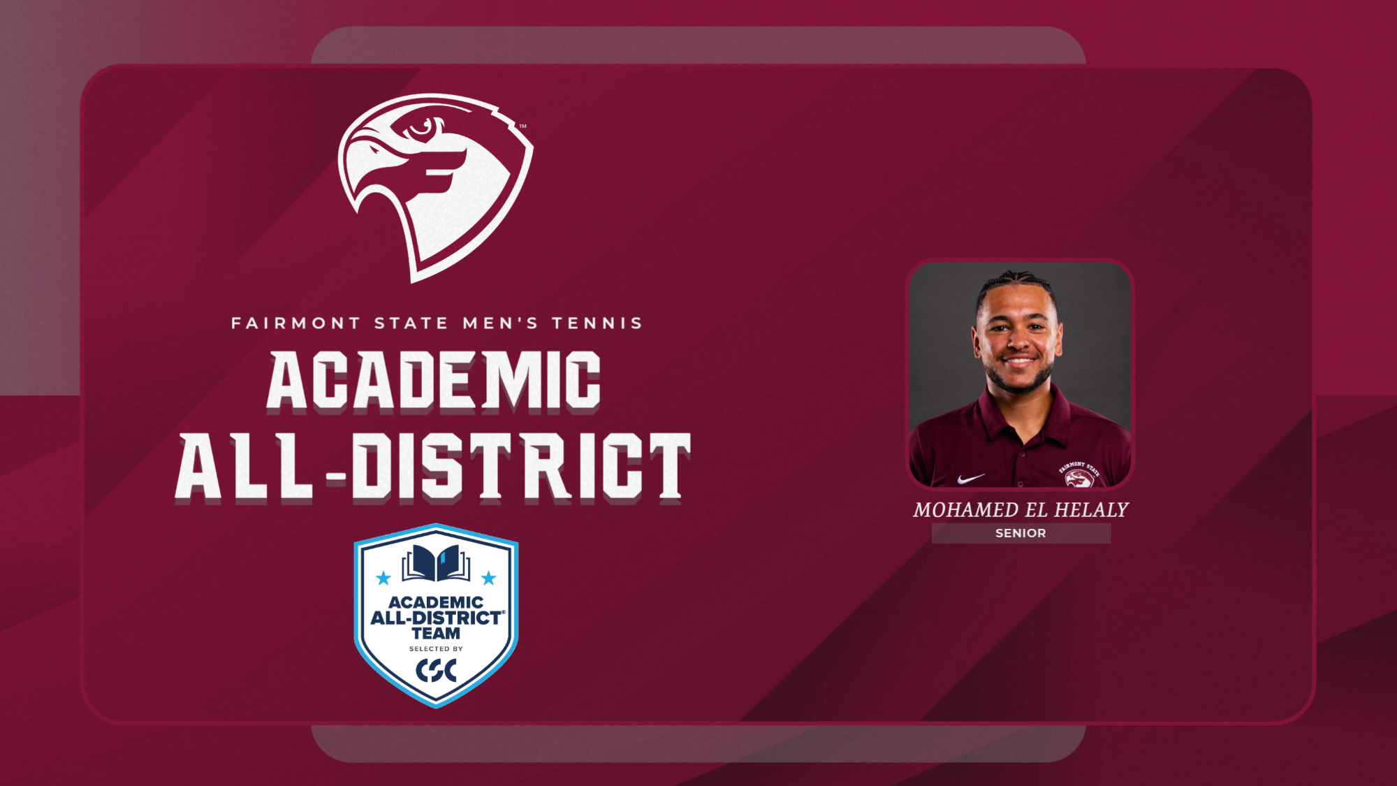 2026 Men's Tennis CSC Academic All-District