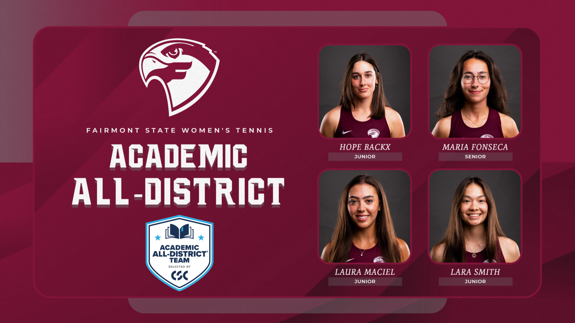 2026 CSC Academic All-District Women's Tennis