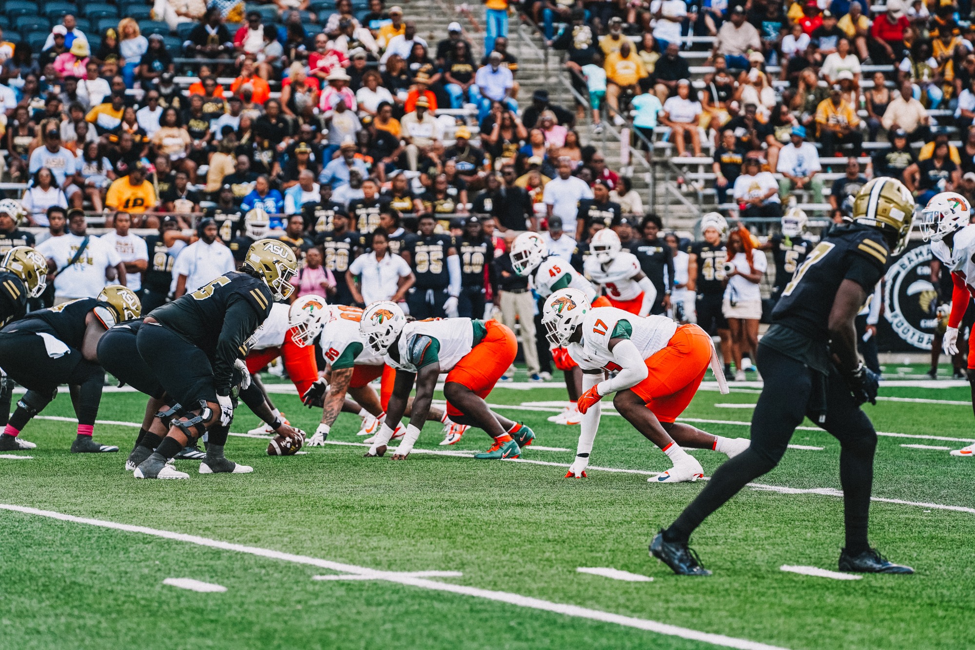FAMU Football vs. Alabama State on October 5th, 2024 at ASU Stadium in Montgomery, Alabama. FAMU takes the victory, with an end score of 28-13.