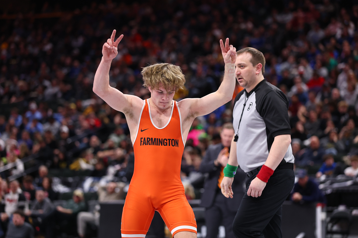 ST PAUL, MINNESOTA - FEBRUARY 28: Class 3A individual wrestling at Grand Casino Arena in St. Paul, Minnesota on February 28, 2026. (Photo by Adam Bettcher/MSHSL)