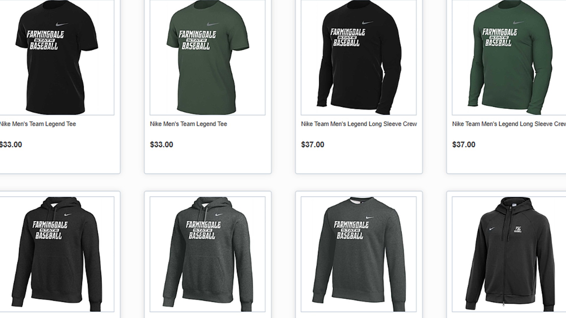 Fall 2025 Baseball Online Team Store home page image - featured items