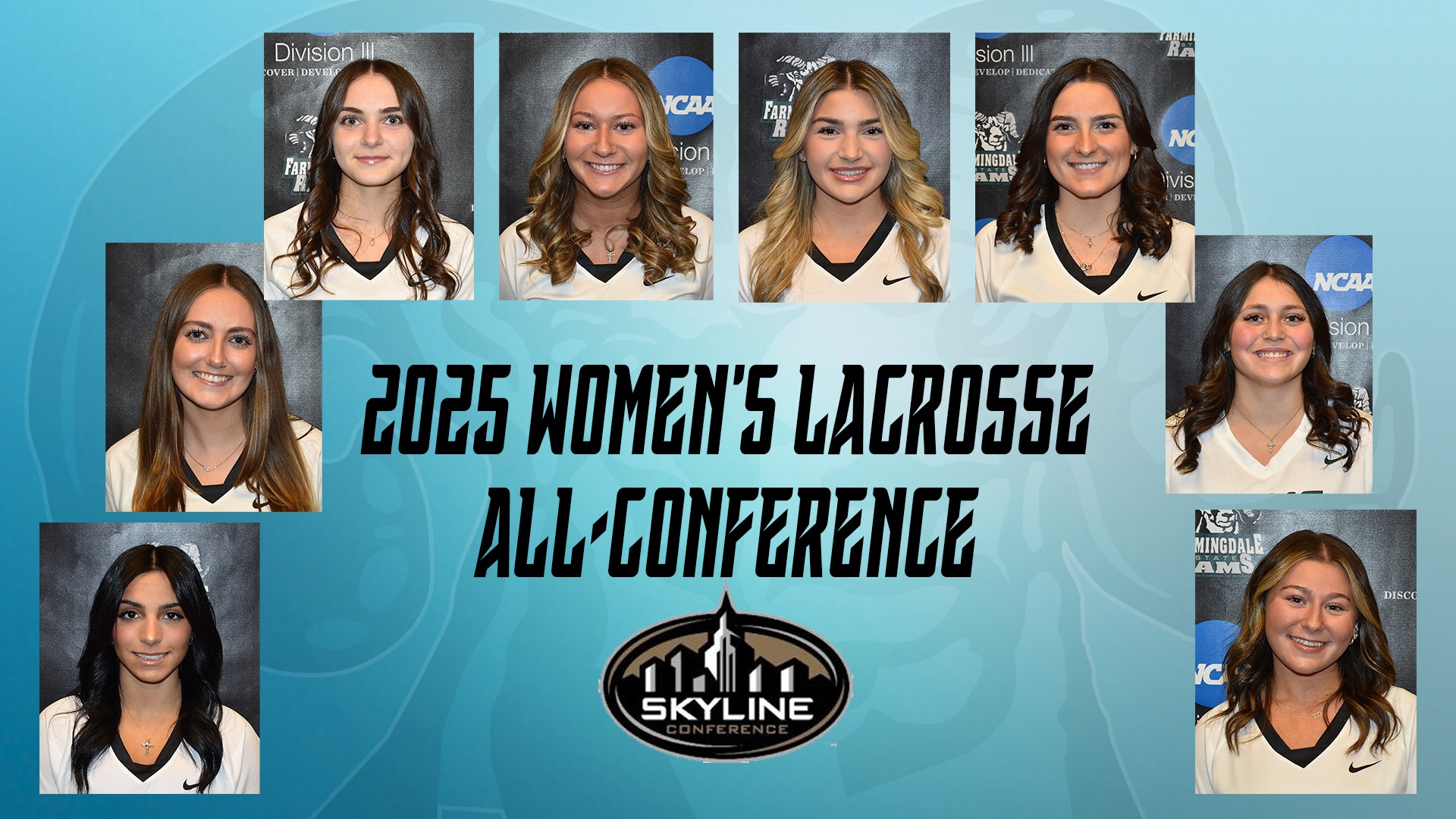 2025 Women's Lacrosse All-Conference selections graphic with headshots