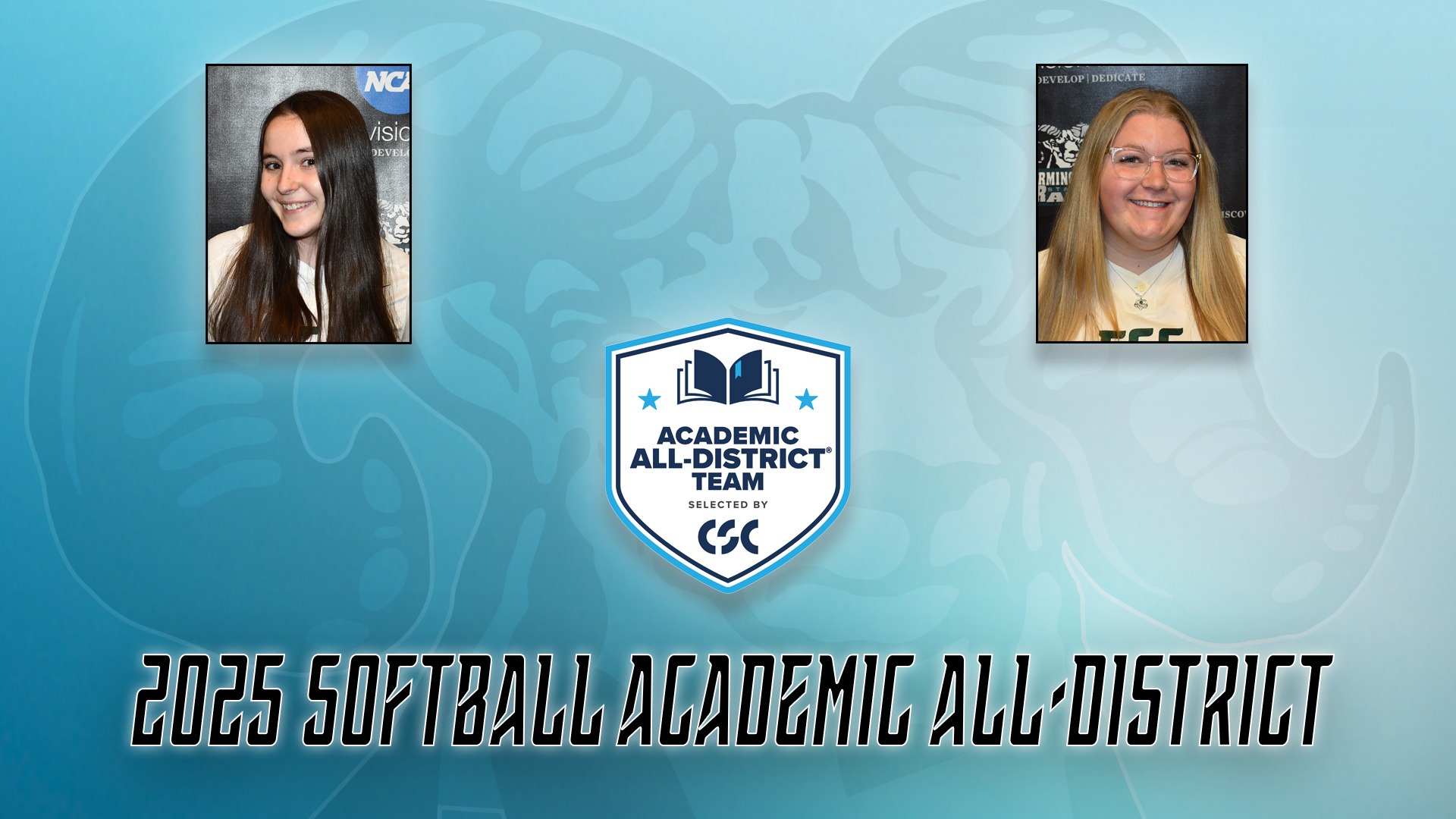 Farmingdale State College's Alyssa Cowen (left) and Samantha Stolfi were named to the 2025 Academic All-District Softball Team