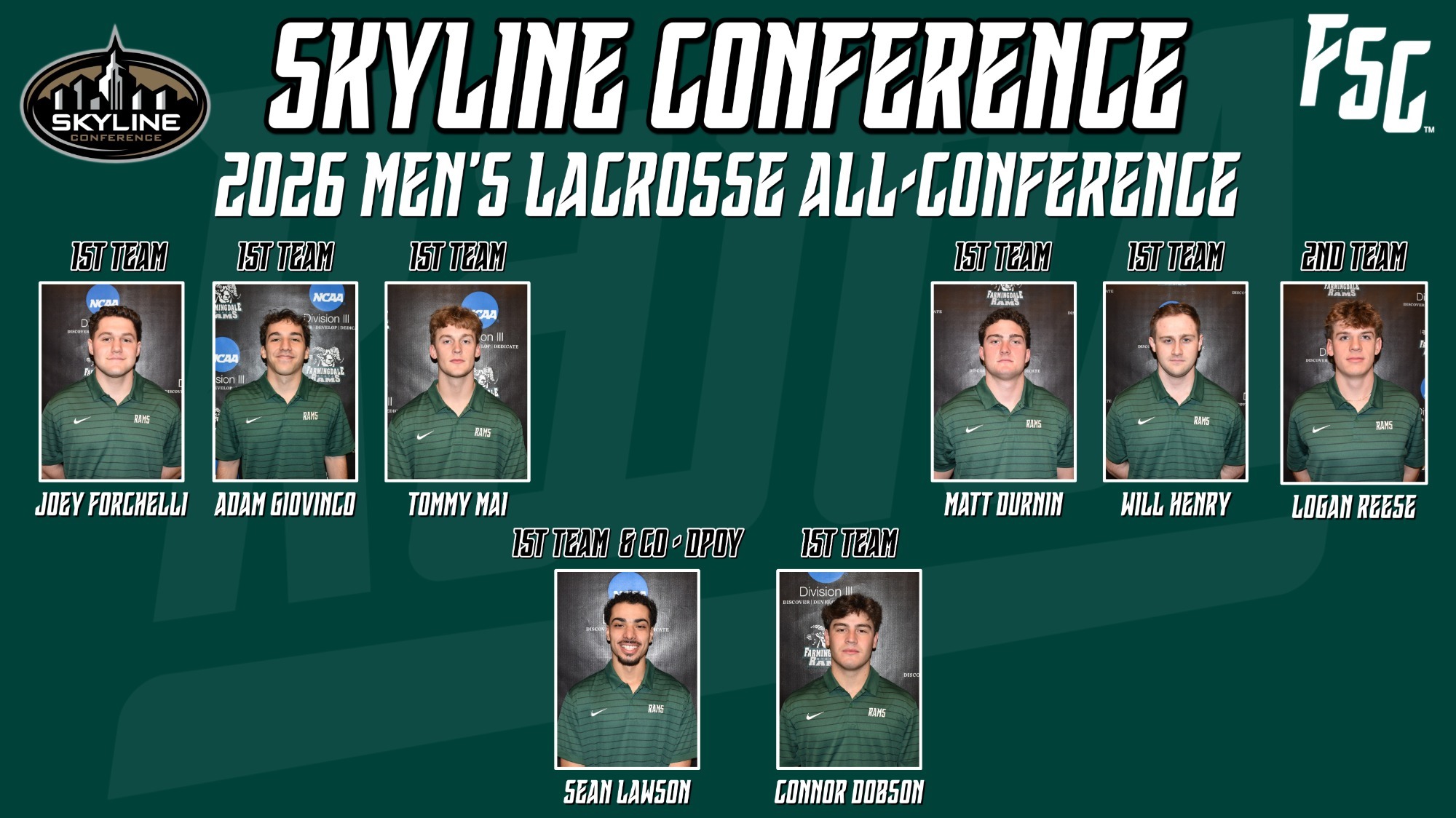 Farmingdale State College Men's Lacrosse - 2026 All-Skyline Conference Honorees