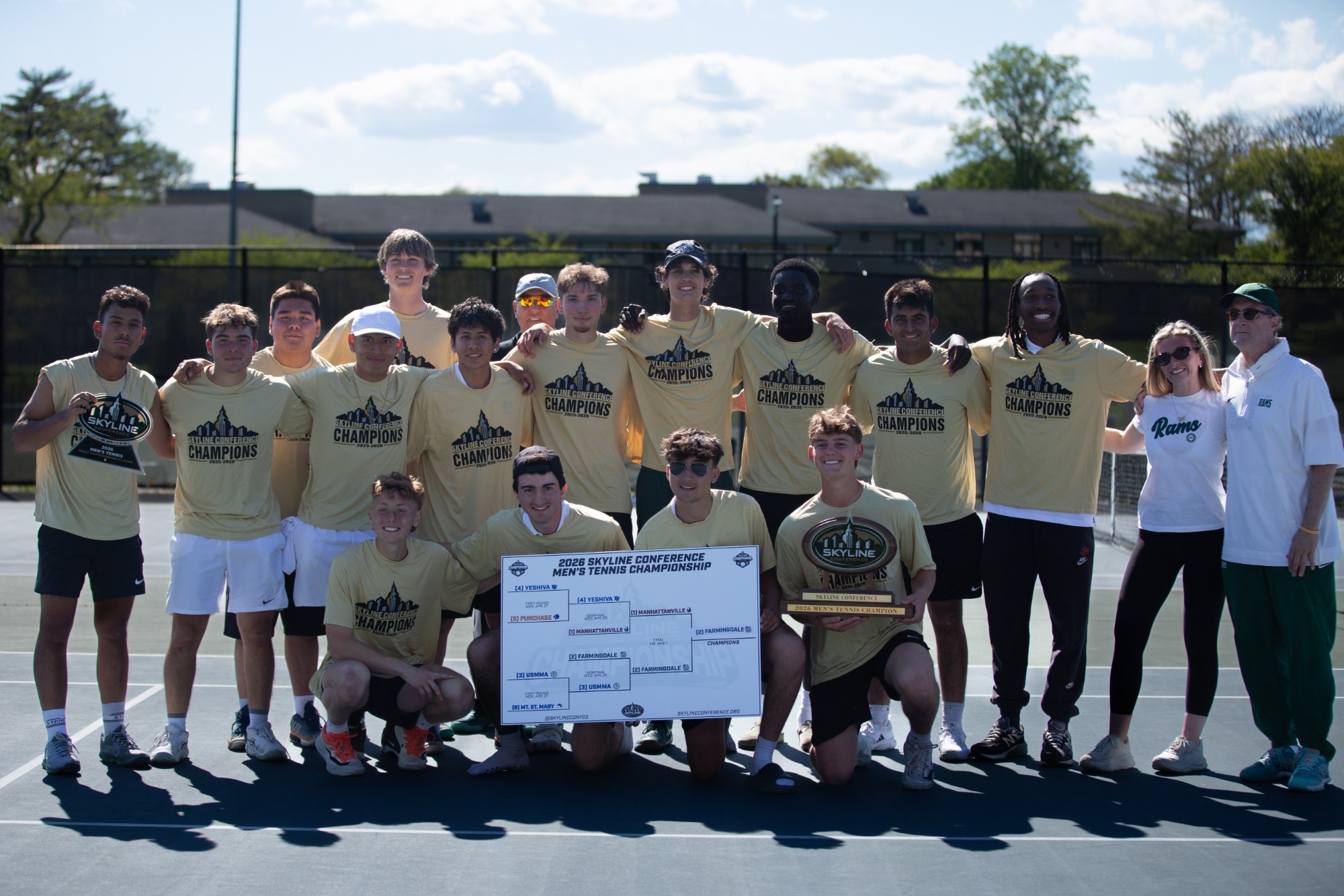 The Farmingdale State College men's tennis team won its fourth consecutive Skyline Conference Championship on May 1, 2026