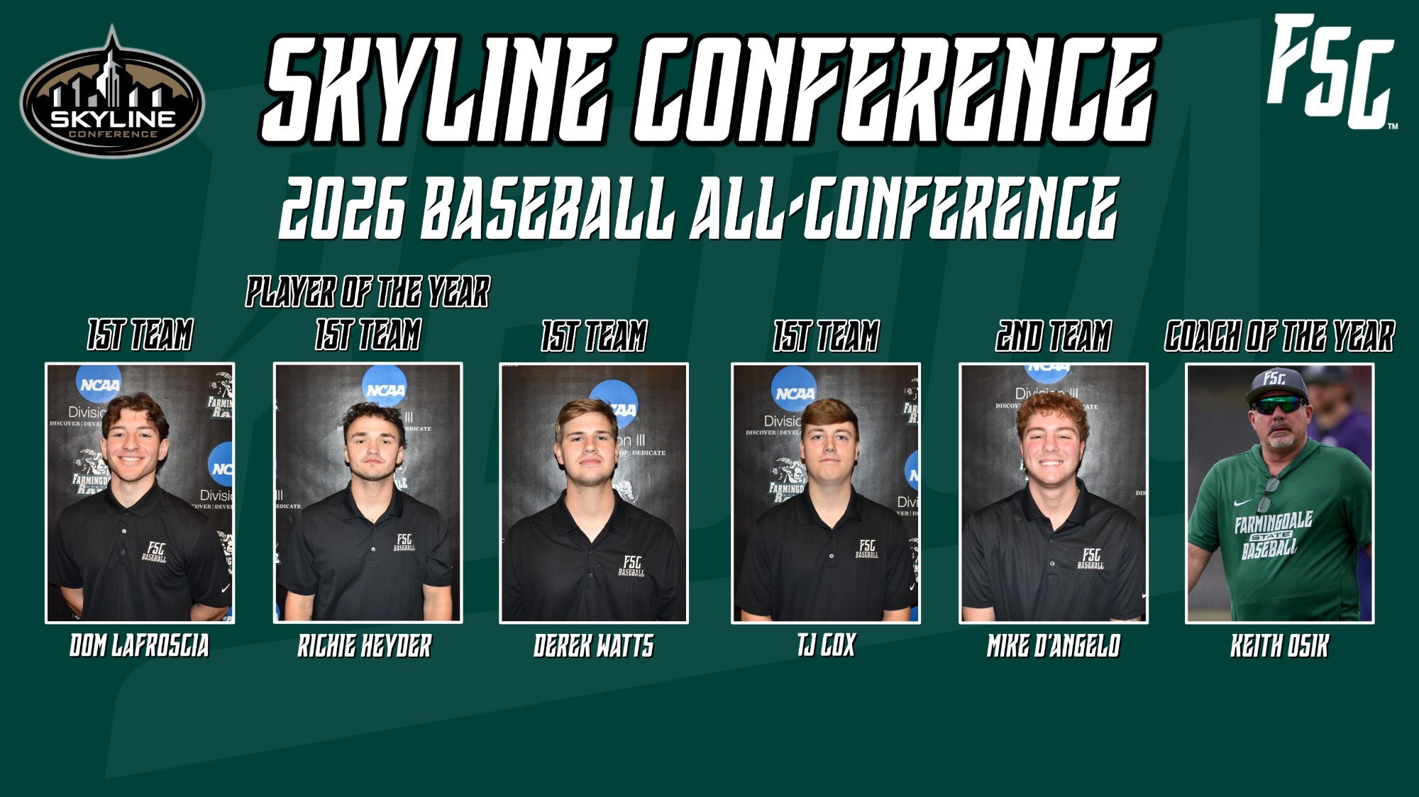 2026 Baseball All-Conference graphic with headshots
