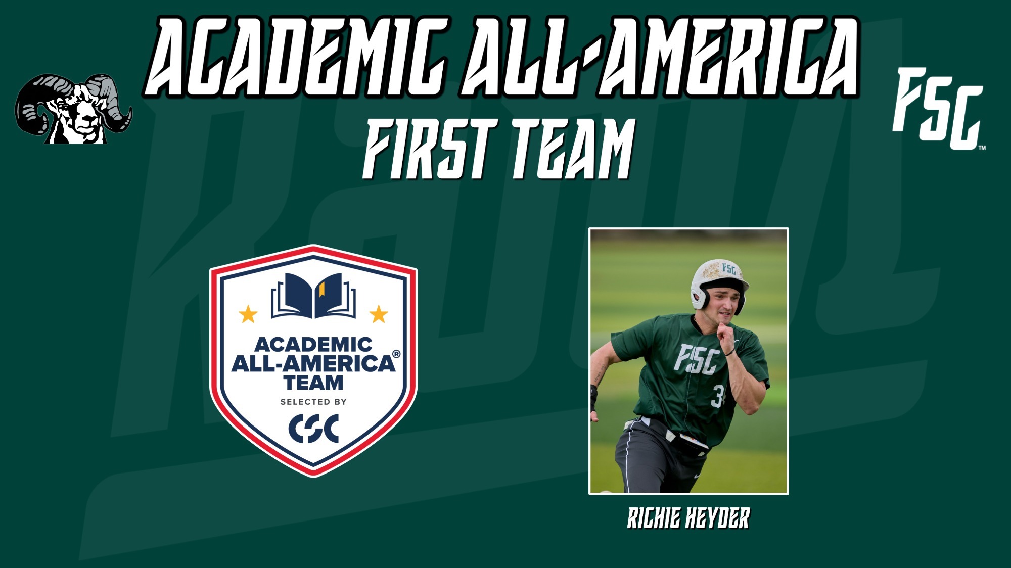 Richie Heyder of the Farmingdale State College baseball team was selected as a 2026 First Team Academic All-American
