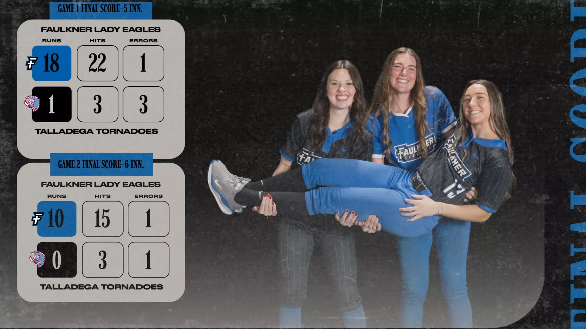 graphic for double header win over Talladega.