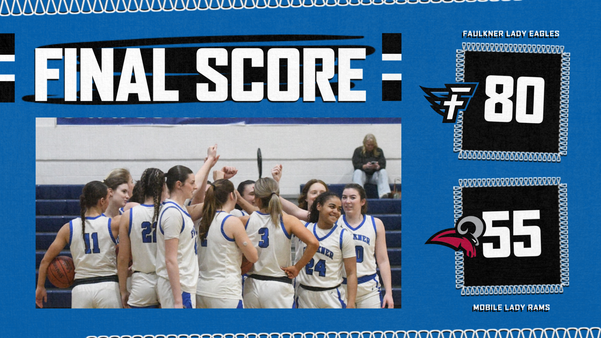 Lady Eagles celebrating win over Dillard