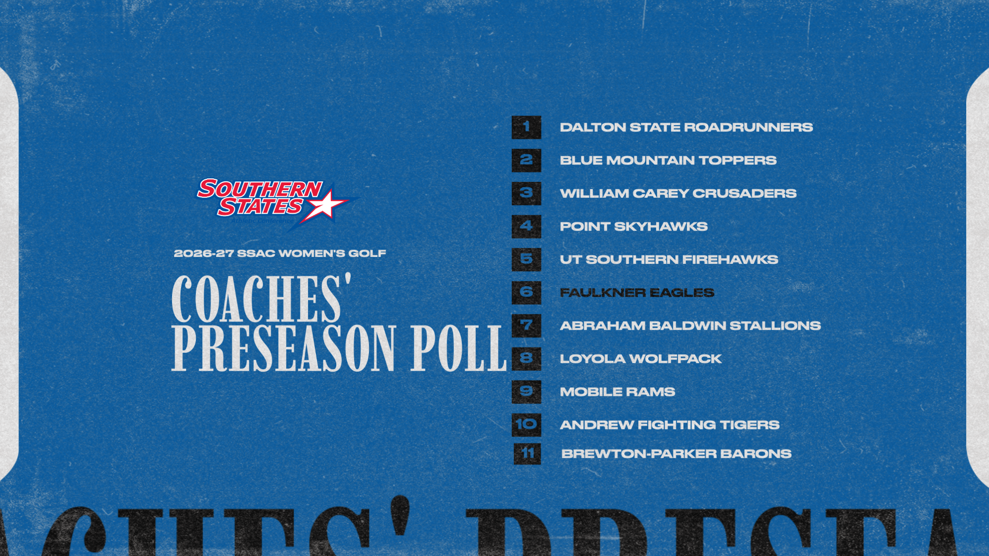2026 Men's Golf SSAC Preseason