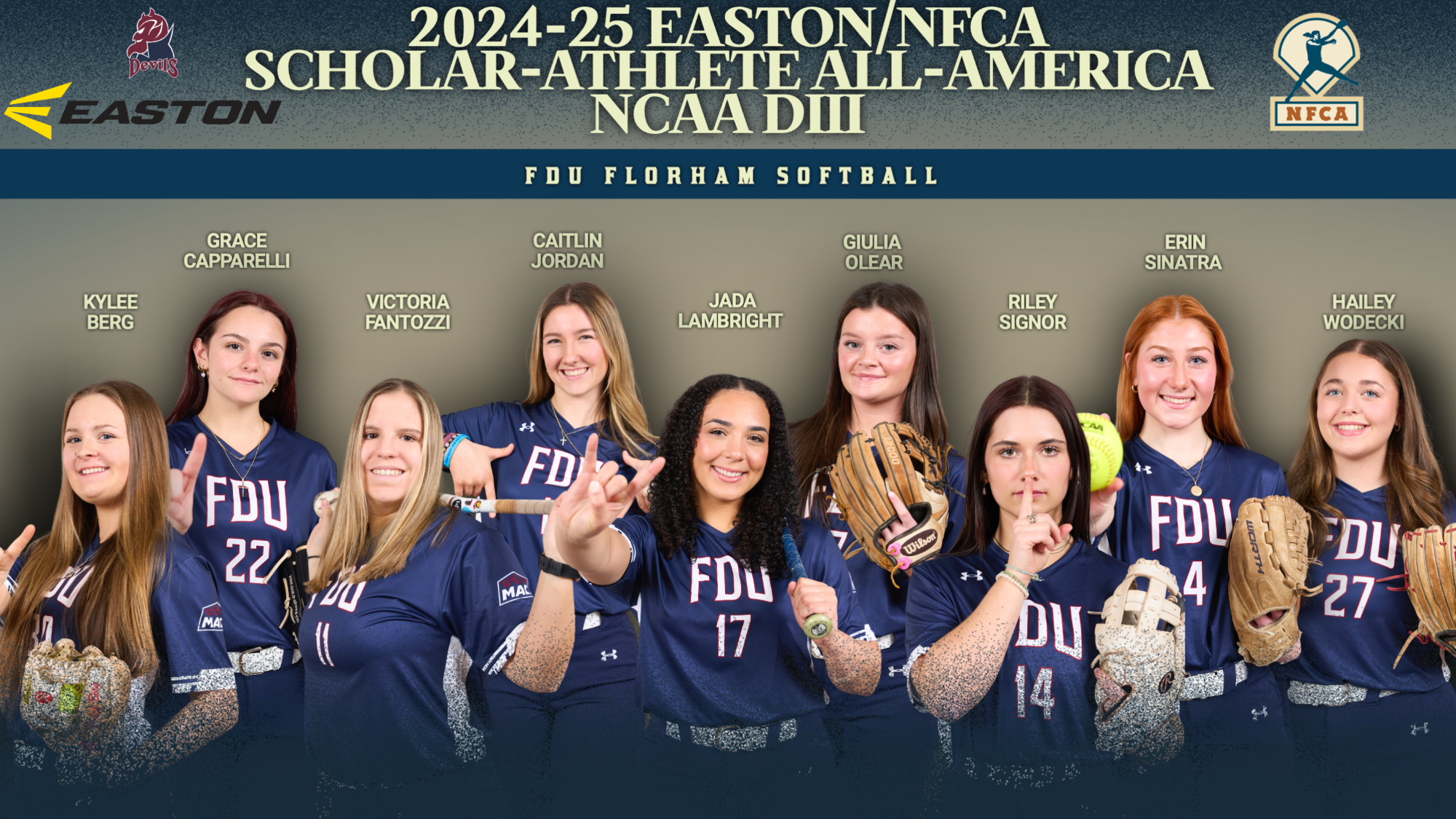 Easton/NFCA 2024-25 Softball Scholar All-America