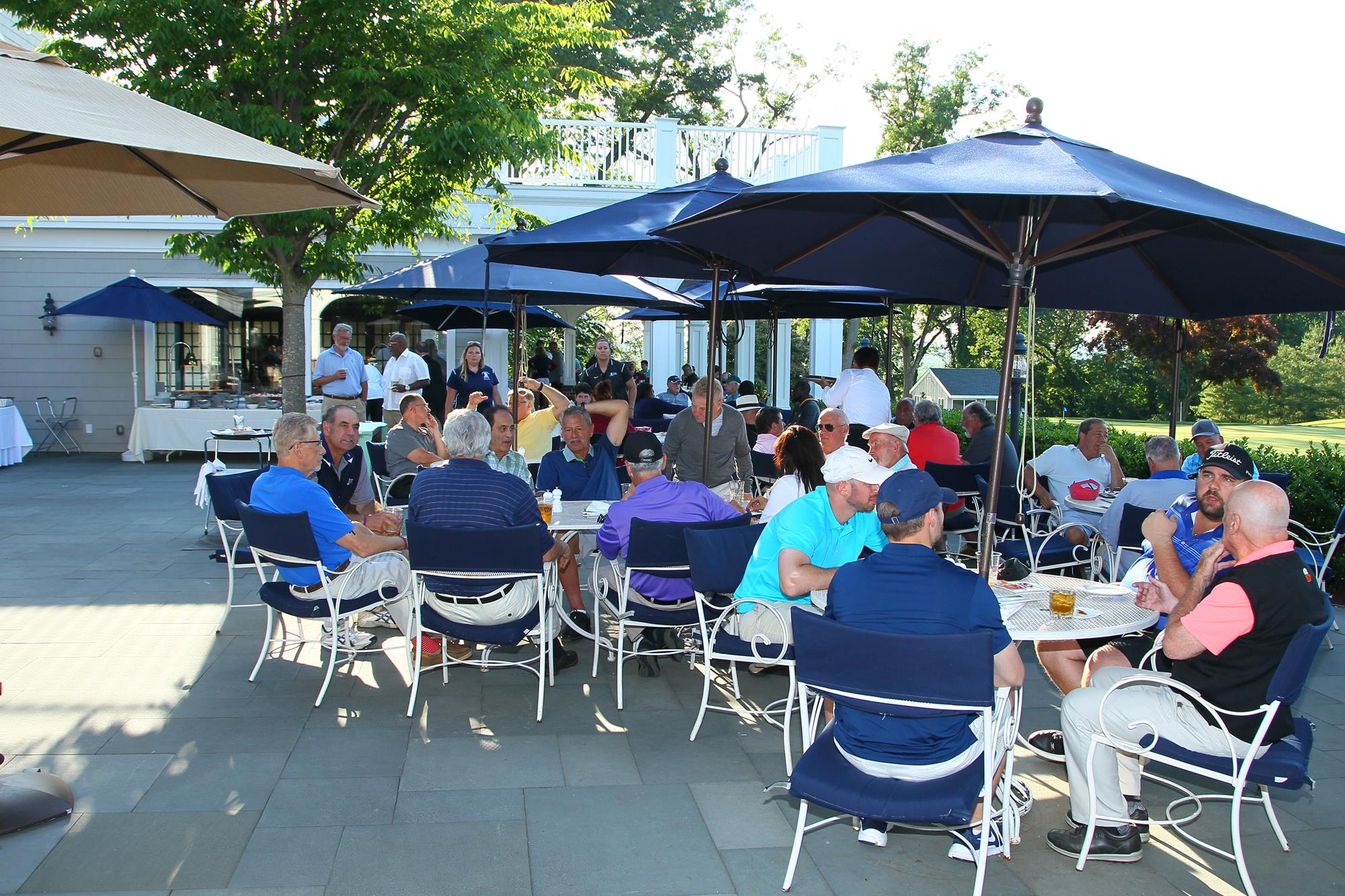 Golfers dining outdoors