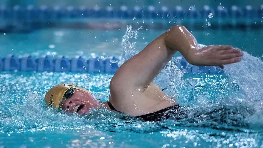 Liza Montgomery cuts through the water for Ferrum during the 2022-23 swimming season.