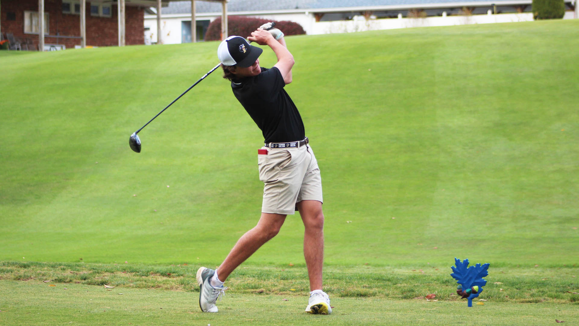 Brandon Jones tees off during a practice round in October 2023 at Great Oaks Country Club in Floyd, Virginia.