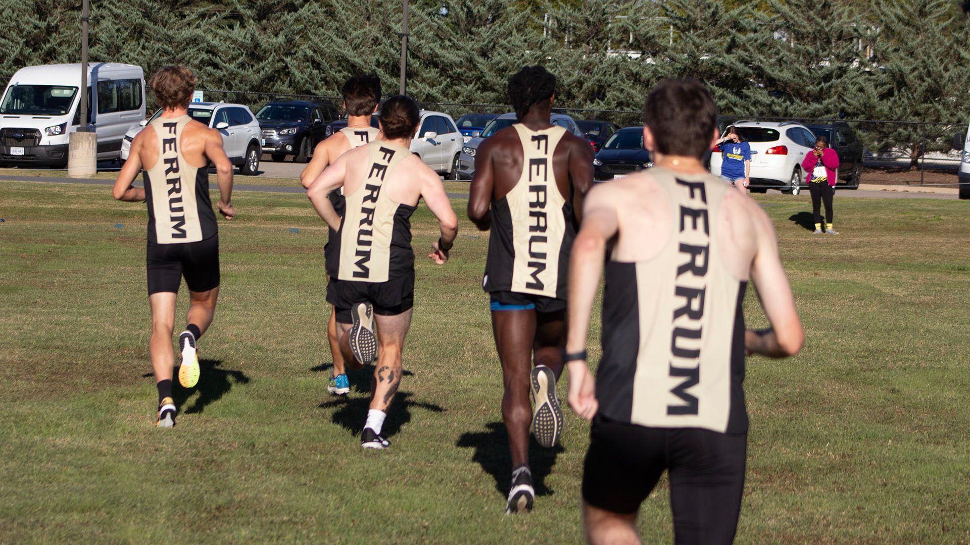 Ferrum men's cross country team at Lancer Pink Invitational in Farmville, Virginia, October 11, 2024.