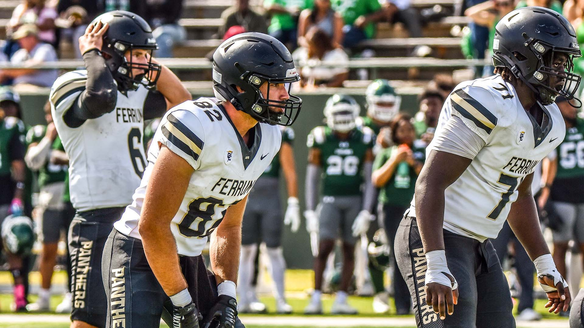 The Panthers set for a play during an away game on October 18, 2025. 