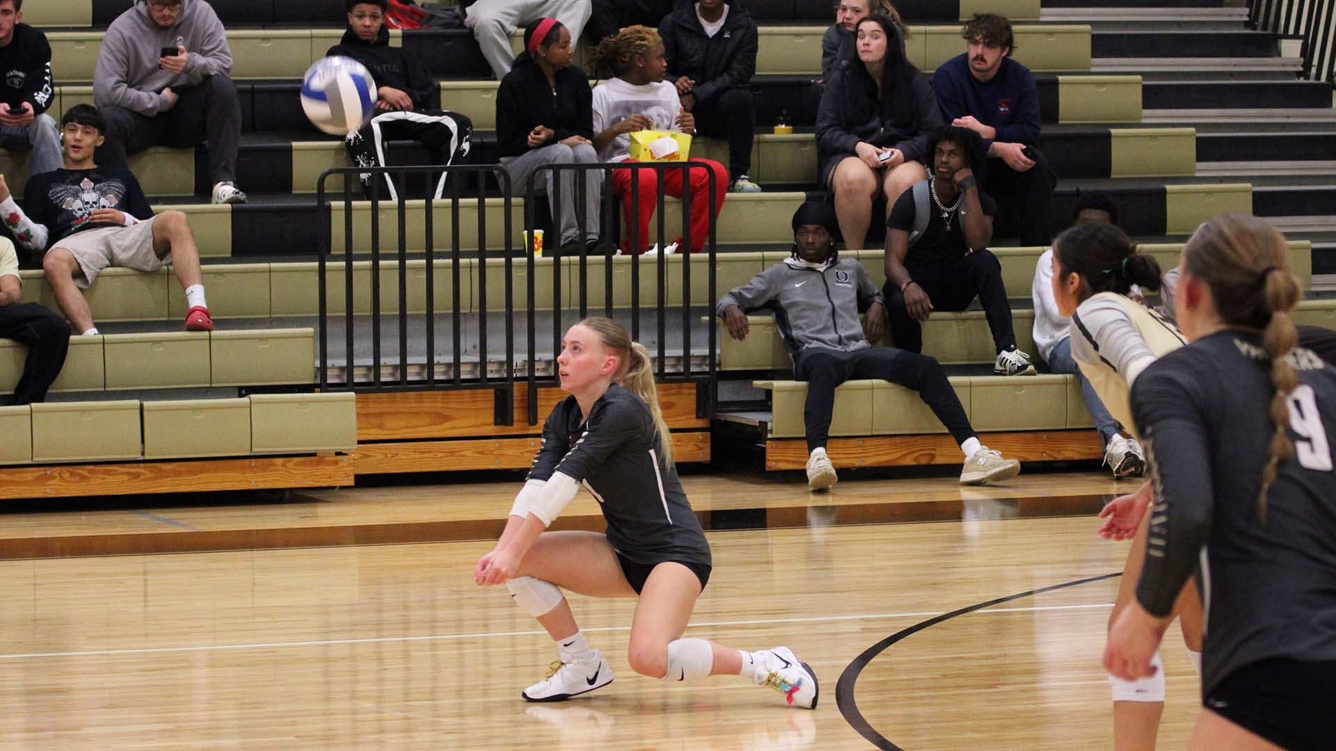 Avery Tucker with one of her 13 digs against King University November 5, 2025 at home. 