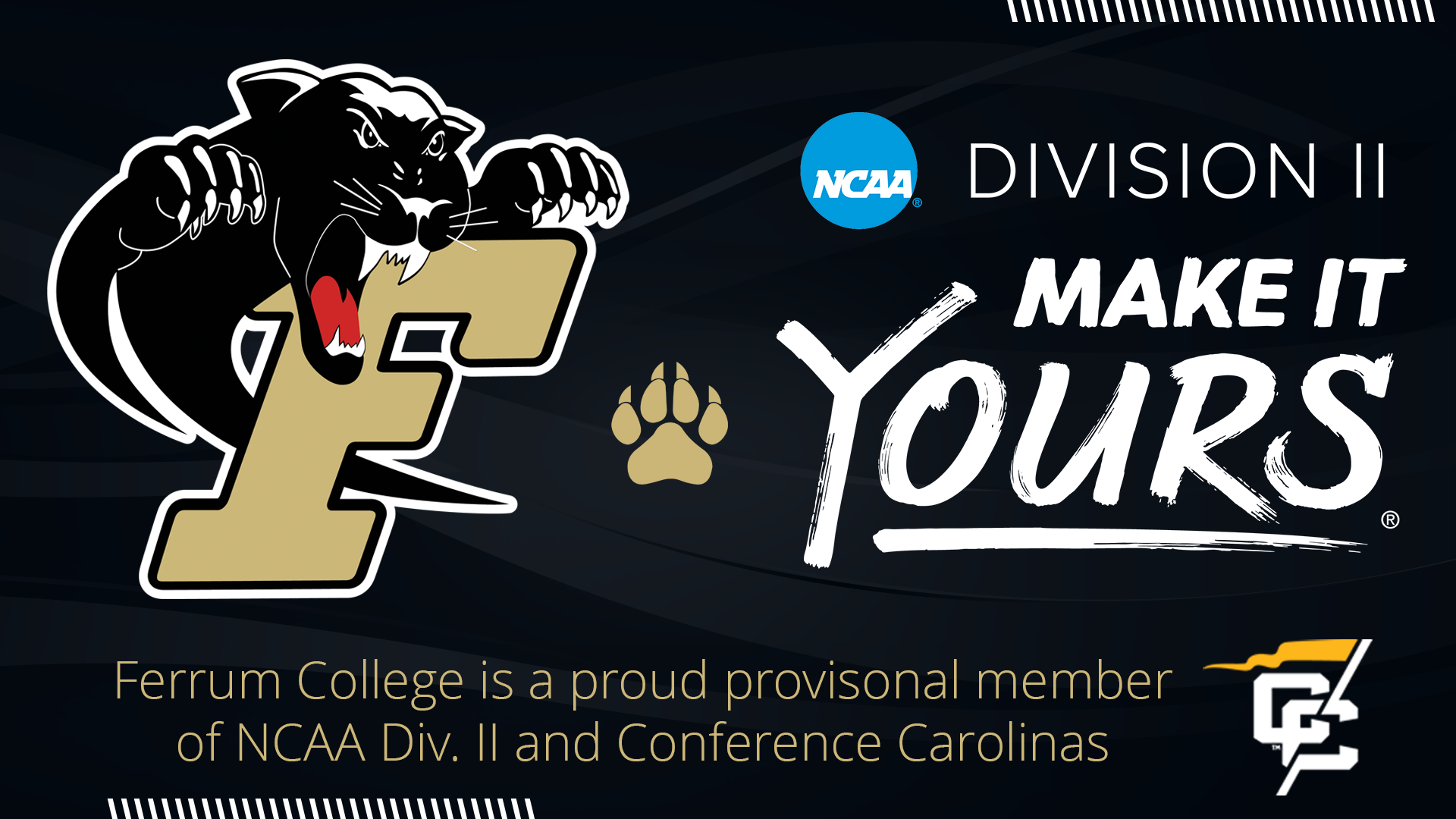 Ferrum's announcement graphic on joining NCAA Division II.