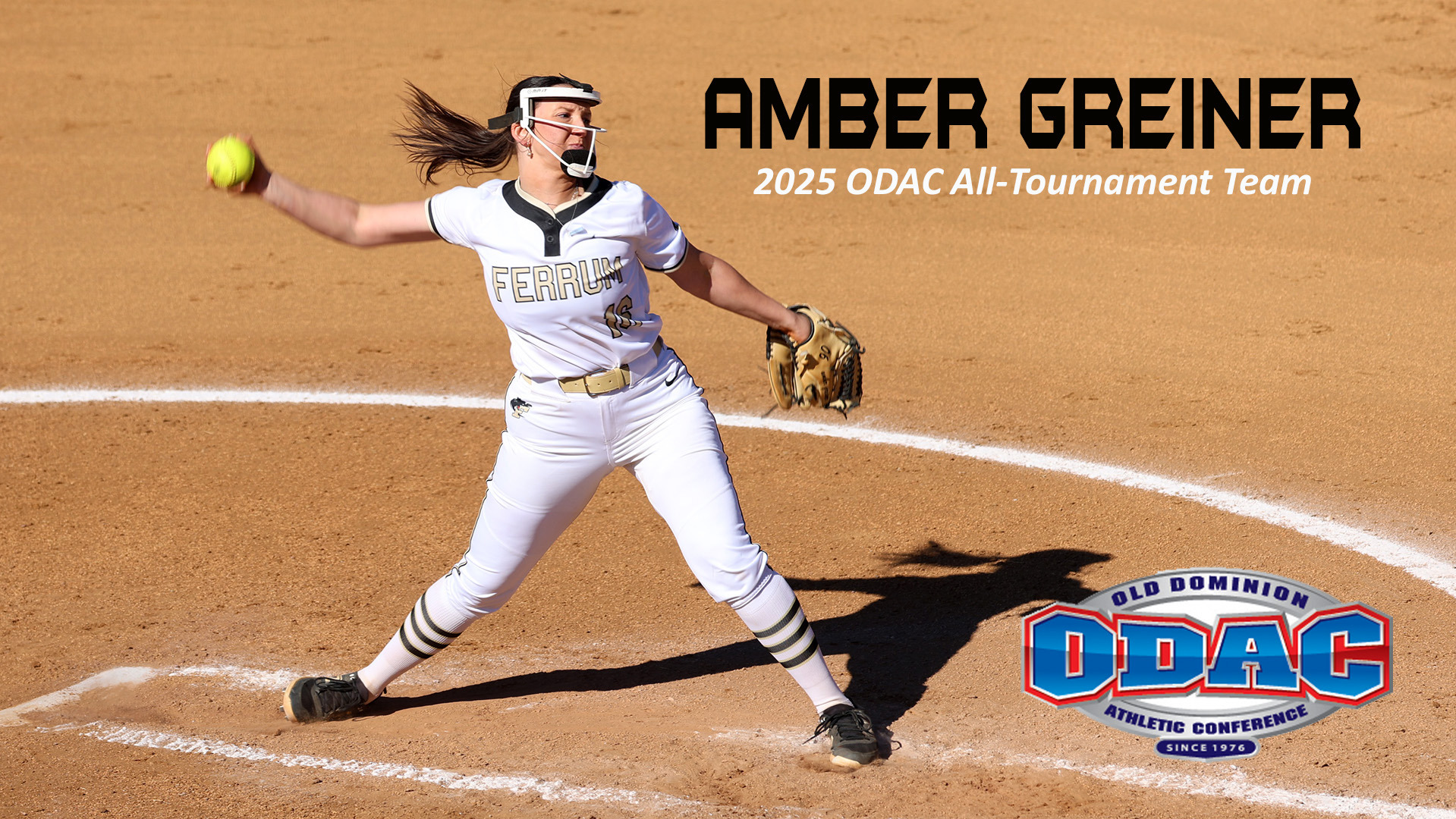 Ferrum freshman Amber Greiner earned ODAC Softball All-Tournament Team honors in 2025. 