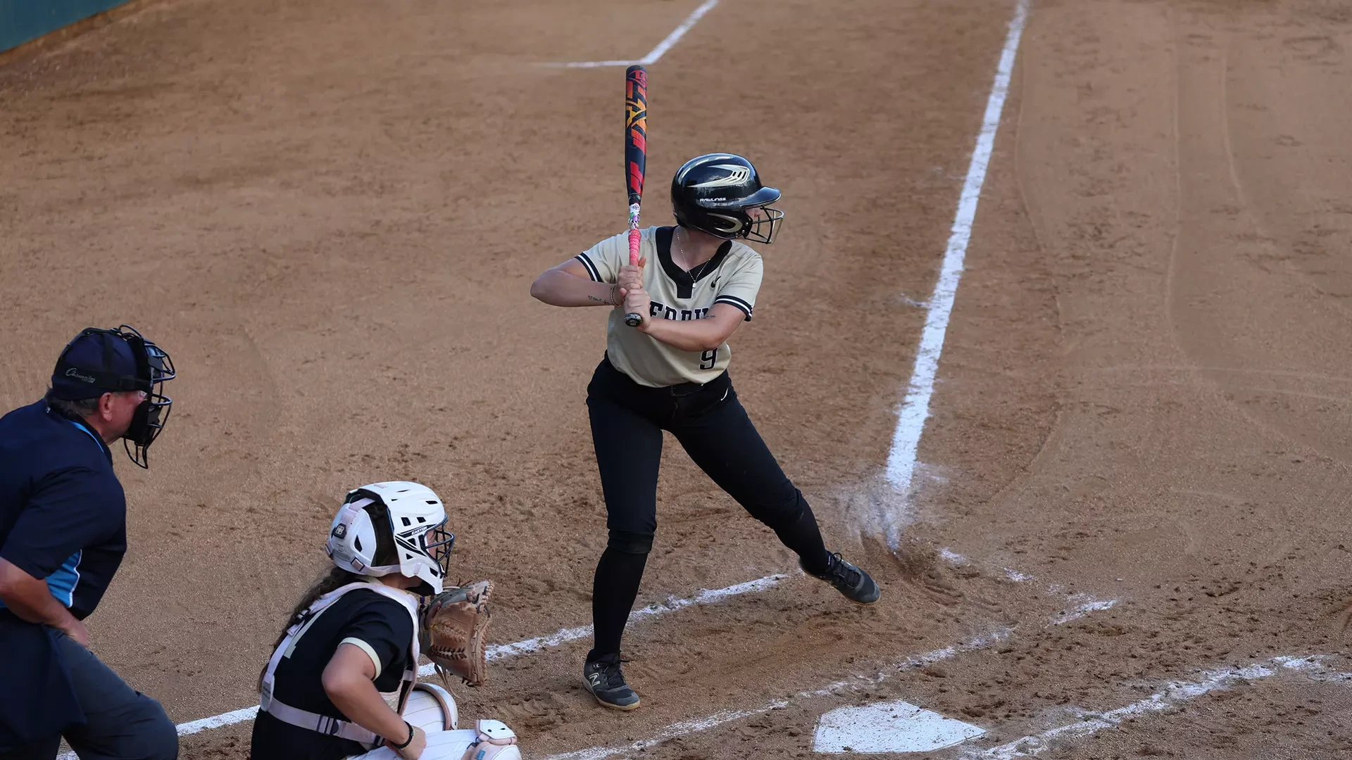 Georgia Carter waits on a pitch in the 2025 ODAC Softball Tournament. 