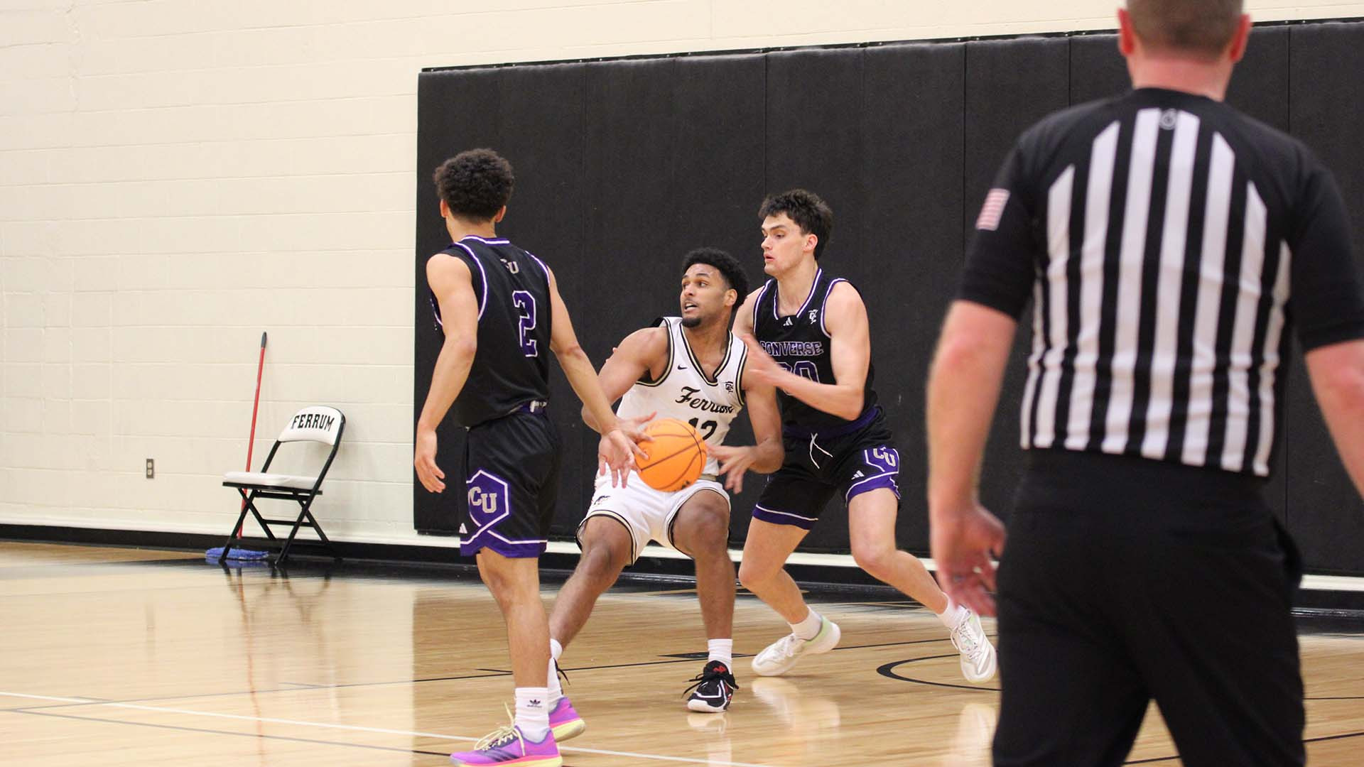 Alfredo Abel-Rivera makes a move in the paint in a home Ferrum game on January 3, 2026.