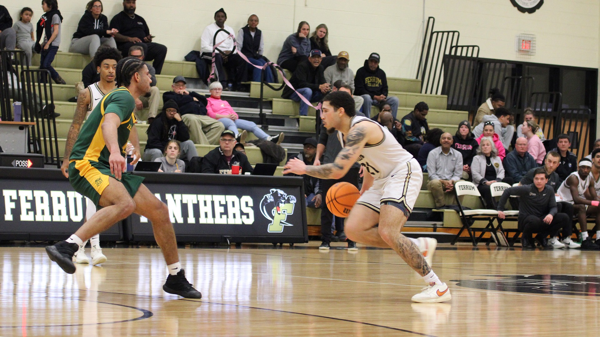 Ferrum's Gerren Jones drives to the basket in a home game against Lees-McRae January 28, 2026. 