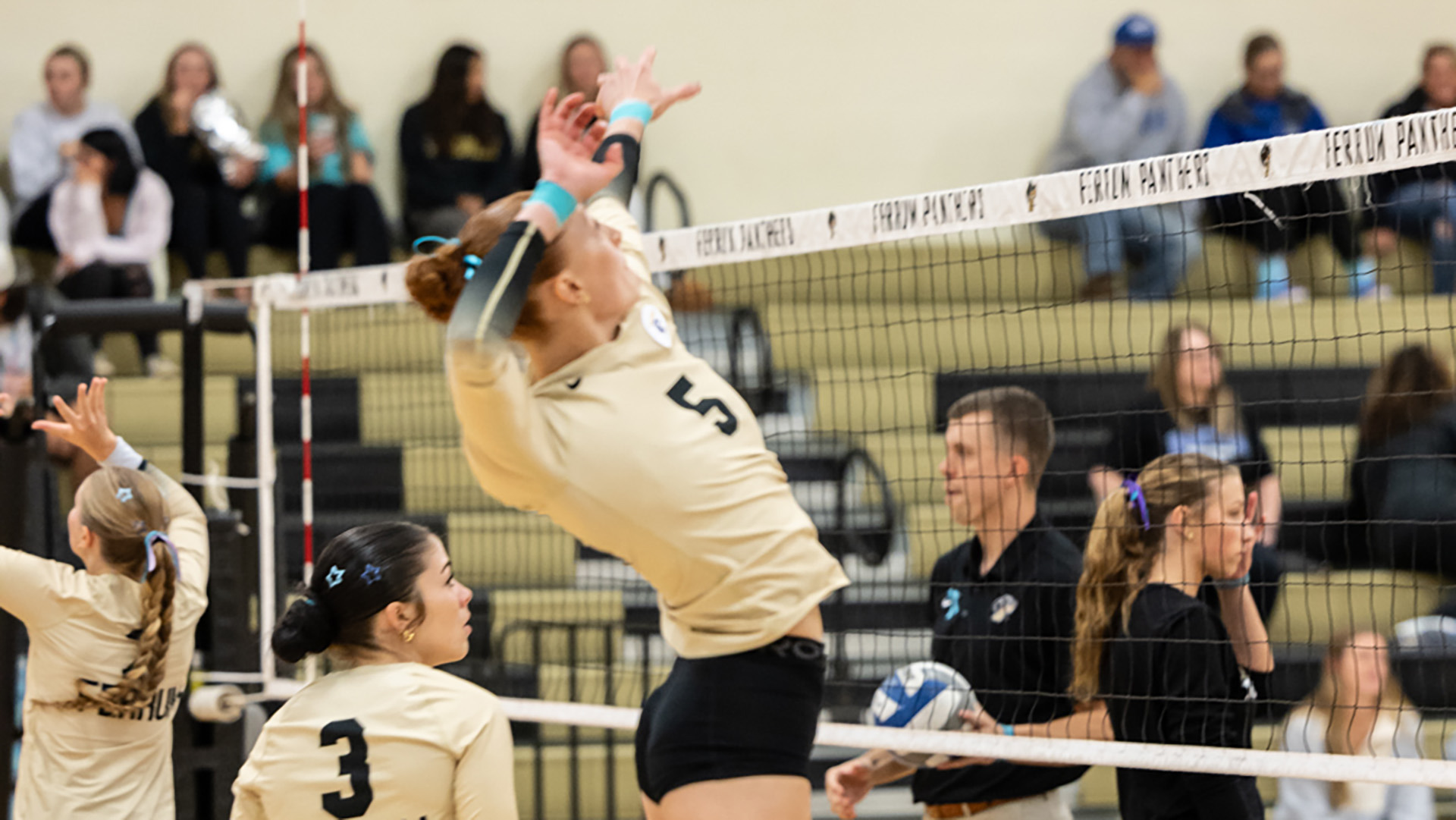 Ferrum's Makayla Rumley goes up for an attack during a home match on September 23, 2026. 