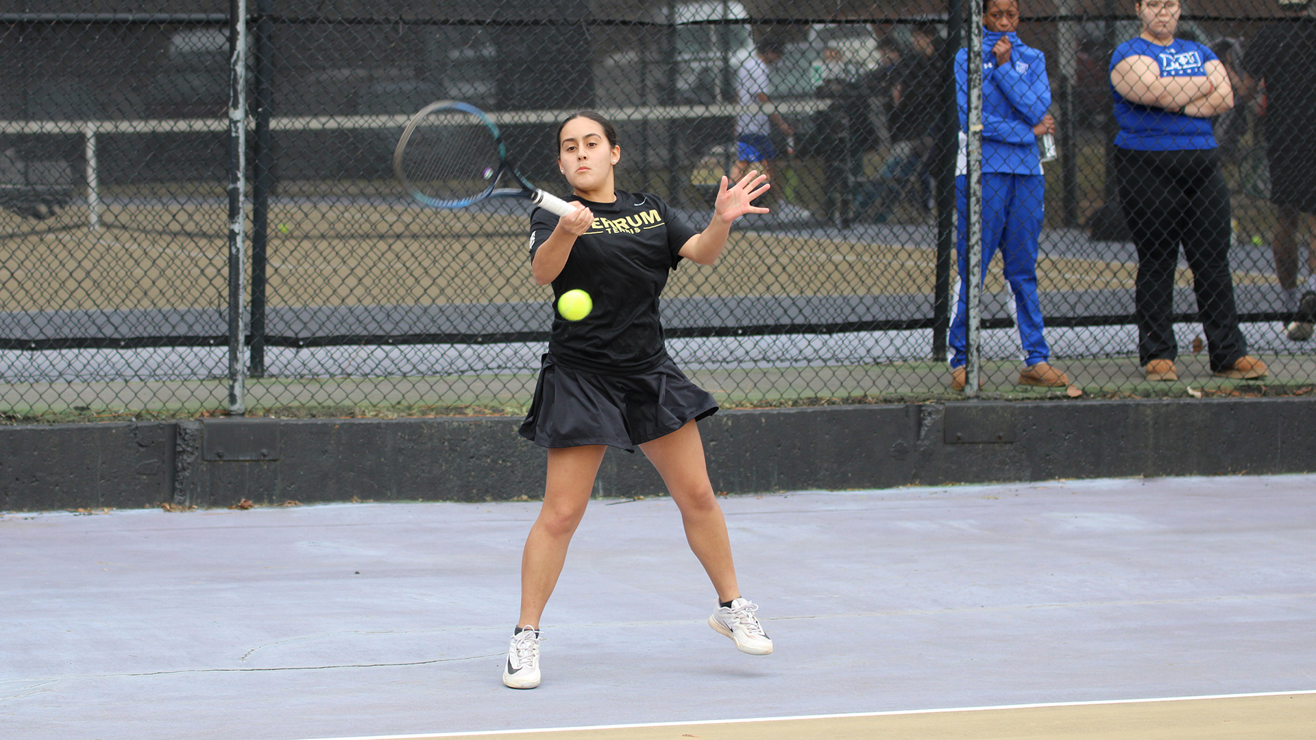 Stephanie Porras won at #1 singles and #1 doubles against Marymount University and Salem College February 21, 2016 at home. . 