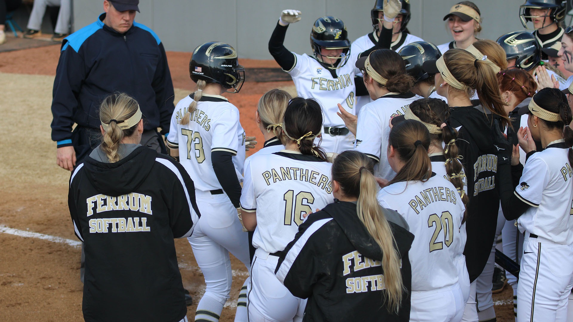 Panthers Celebrate at home plate