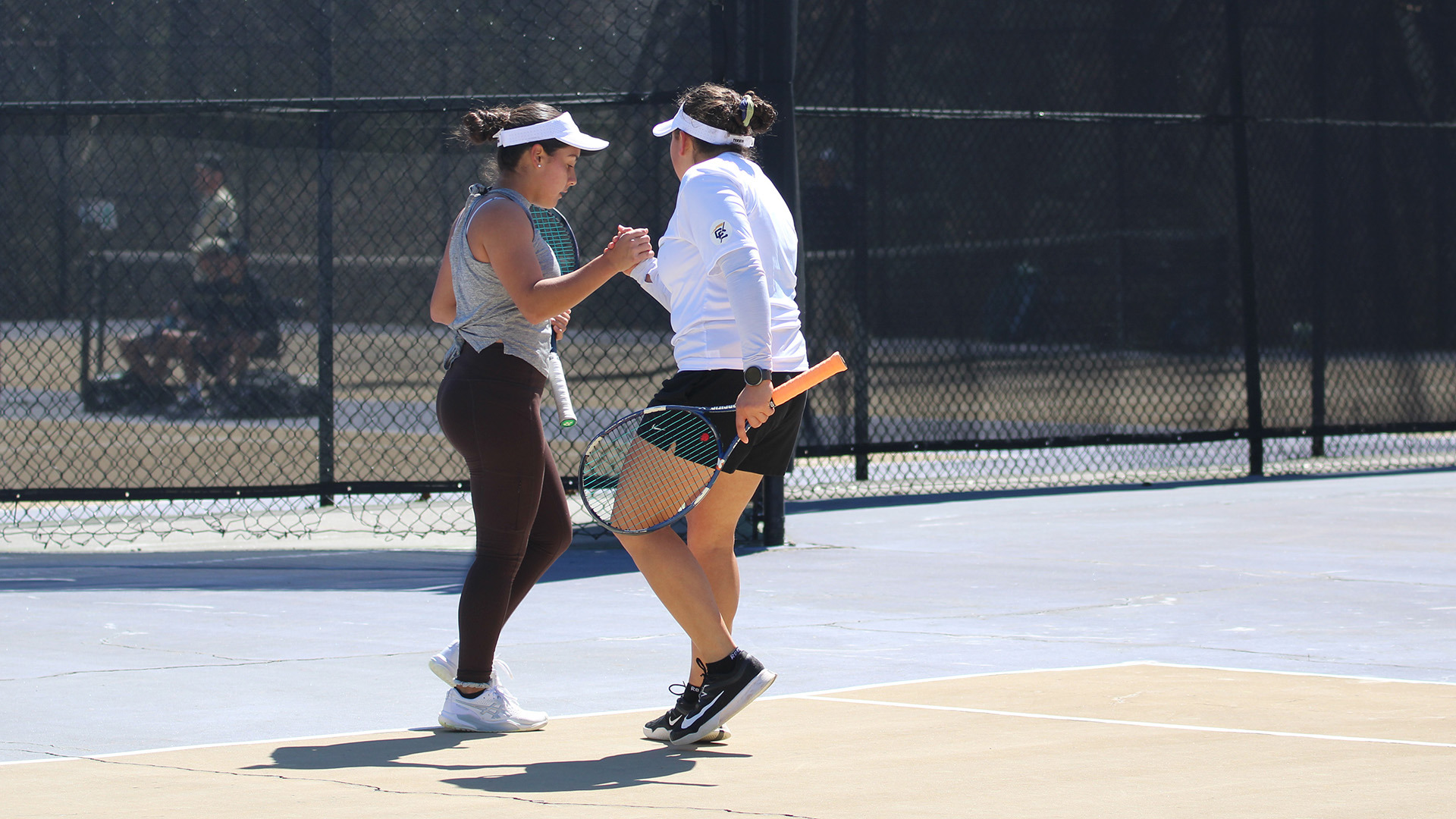 Stephanie Porras and Bianca Solorzano in doubles action on March 24, 2026. 