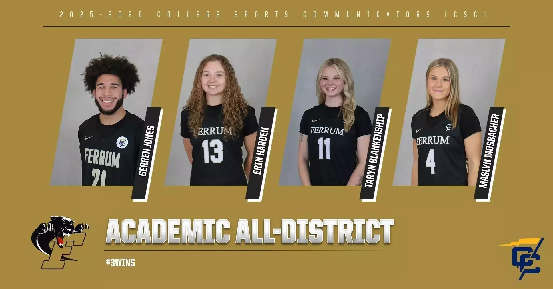 Four Ferrum basketball players made the 2025-26 CSC Academic All-District Team.
