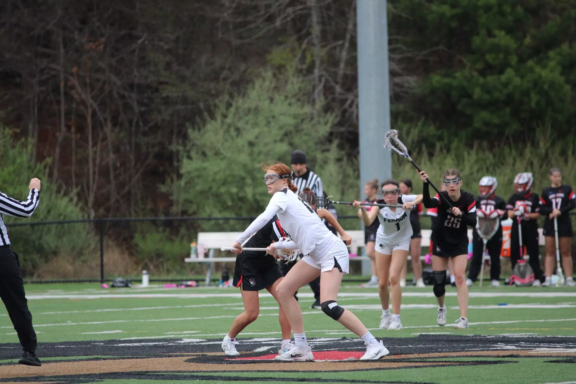 Ferrum's Micaiyah Dickerson is ready for a draw at midfield. 