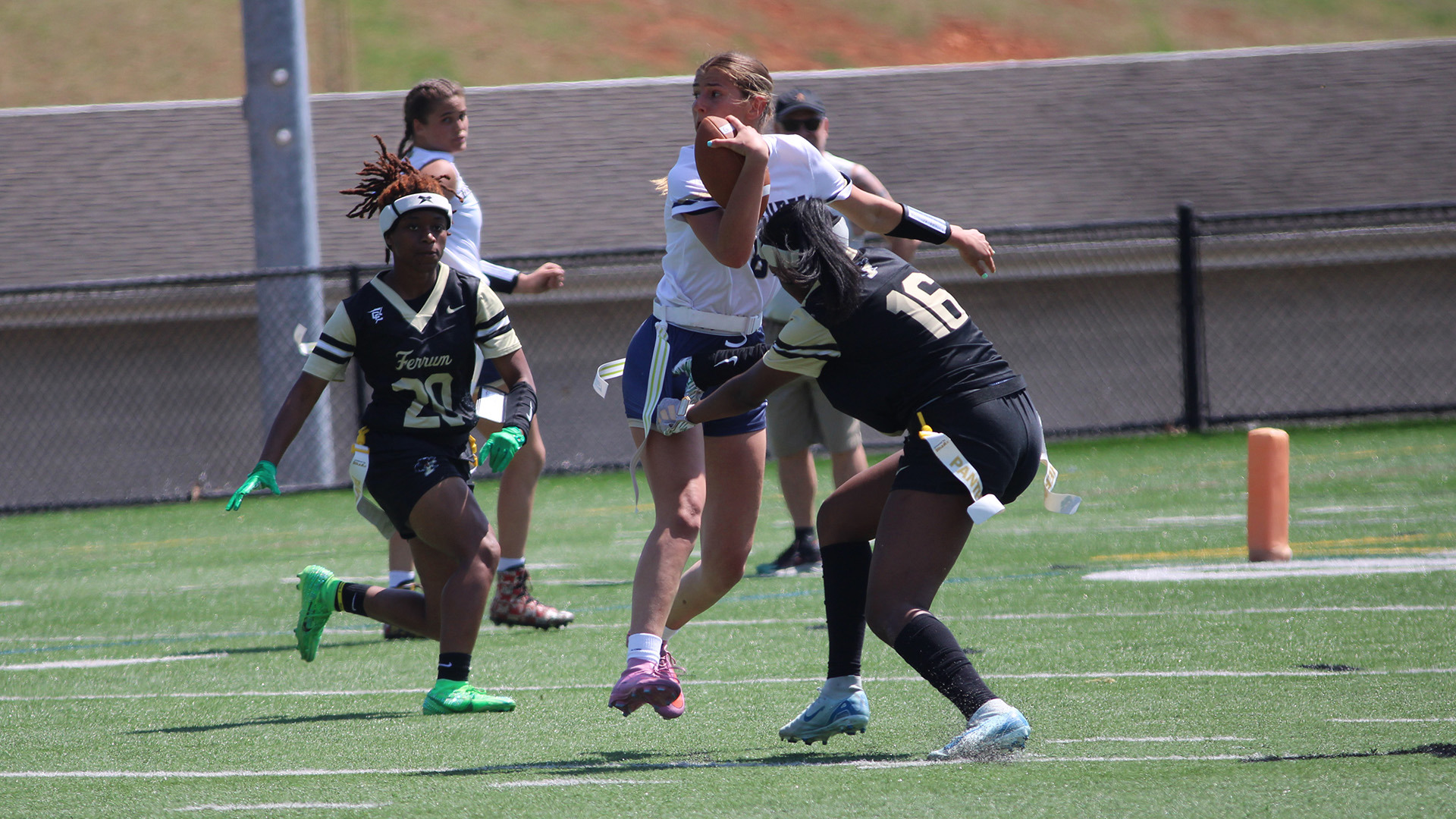 Anastasia Rogers and Jordan Snell in action for Ferrum in a home game on April 3, 2026.