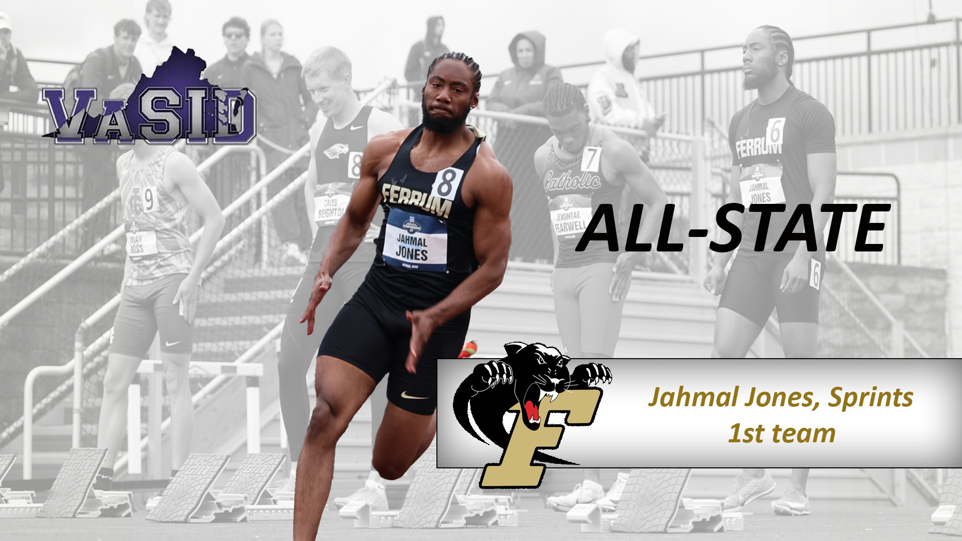 Jahmal Jones was named to the Virginia Sports Information Directors Indoor and Outdoor Track & Field All-State teams in 2025-26.