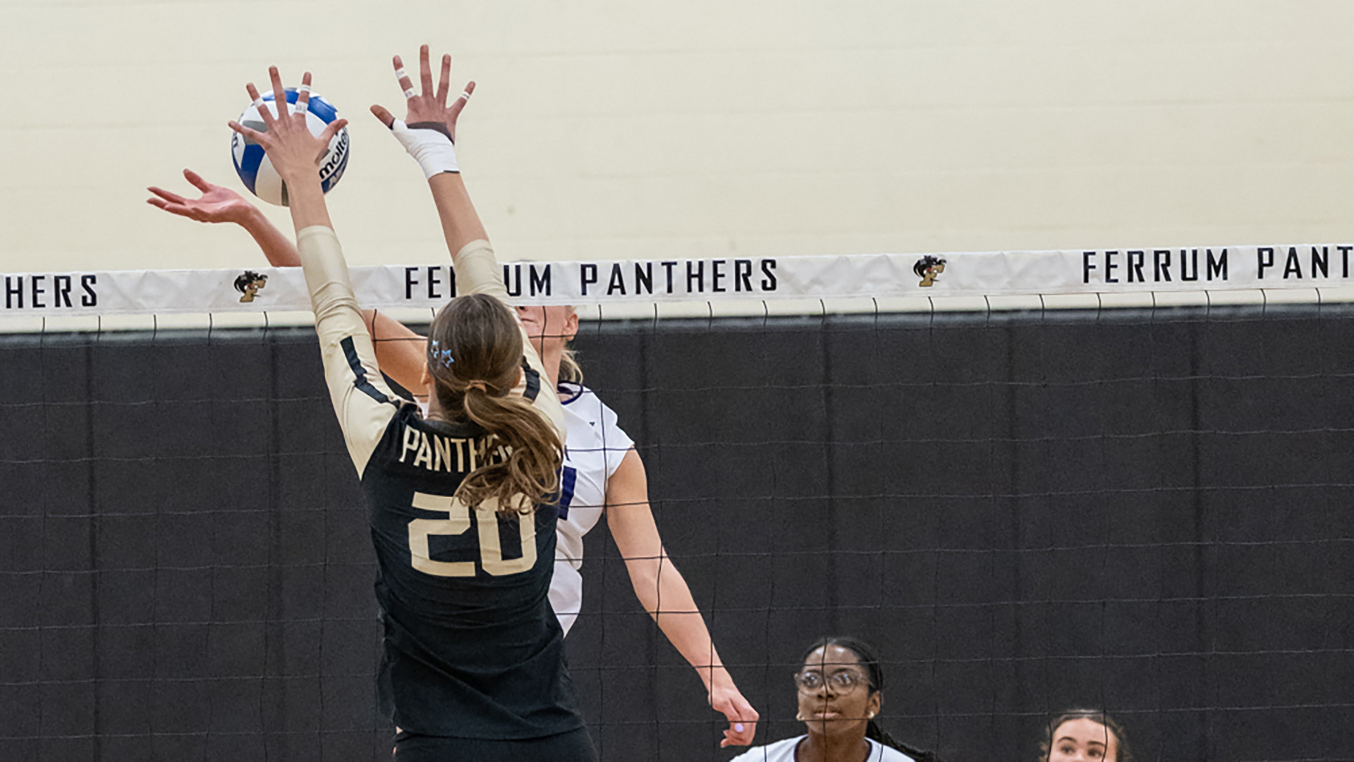 Ferrum's Danielle Worthy goes up for a block in a home match on September 26, 2026.