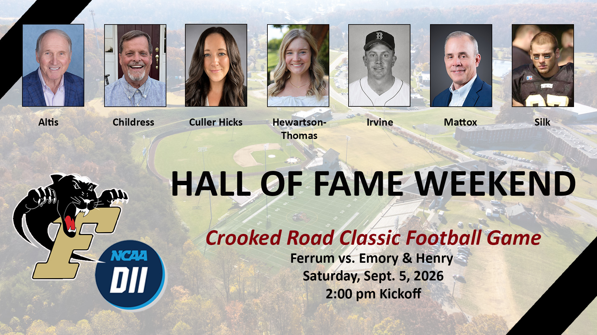 Ferrum College's 2026 Sports Hall of Fame Induction Ceremony is being held Saturday, September 5.