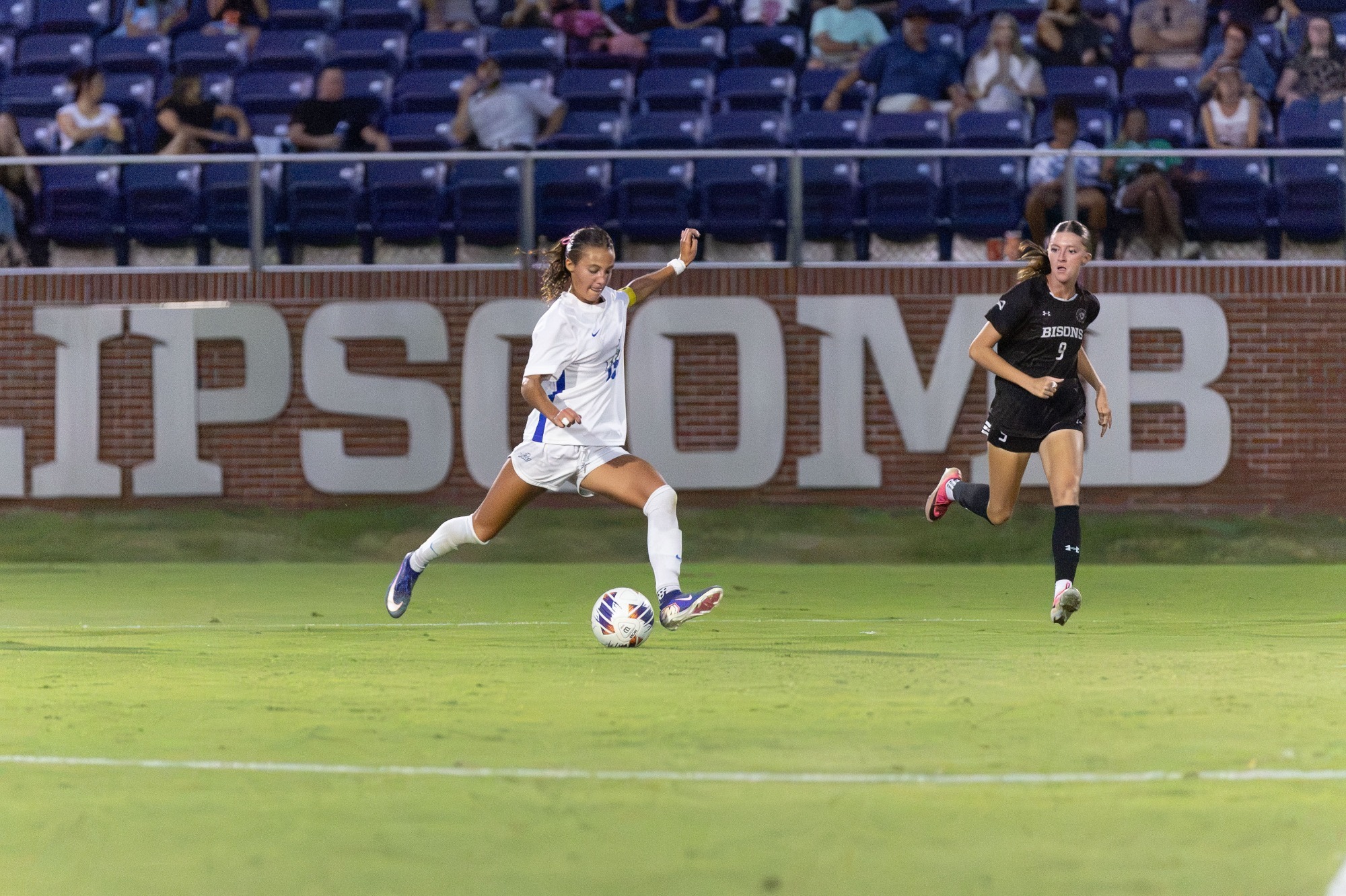 Kate Friday plays a ball in against Lipscomb