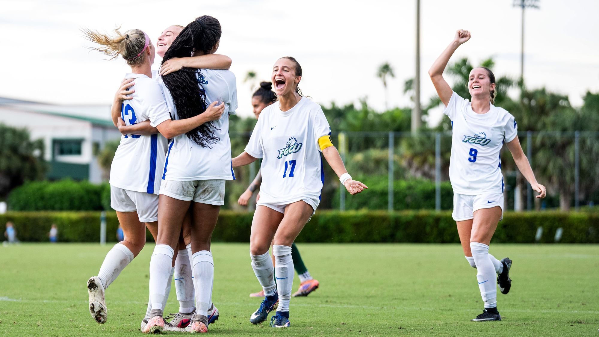 The Eagles celebrate a goal in their 3-2 win over Jacksonville