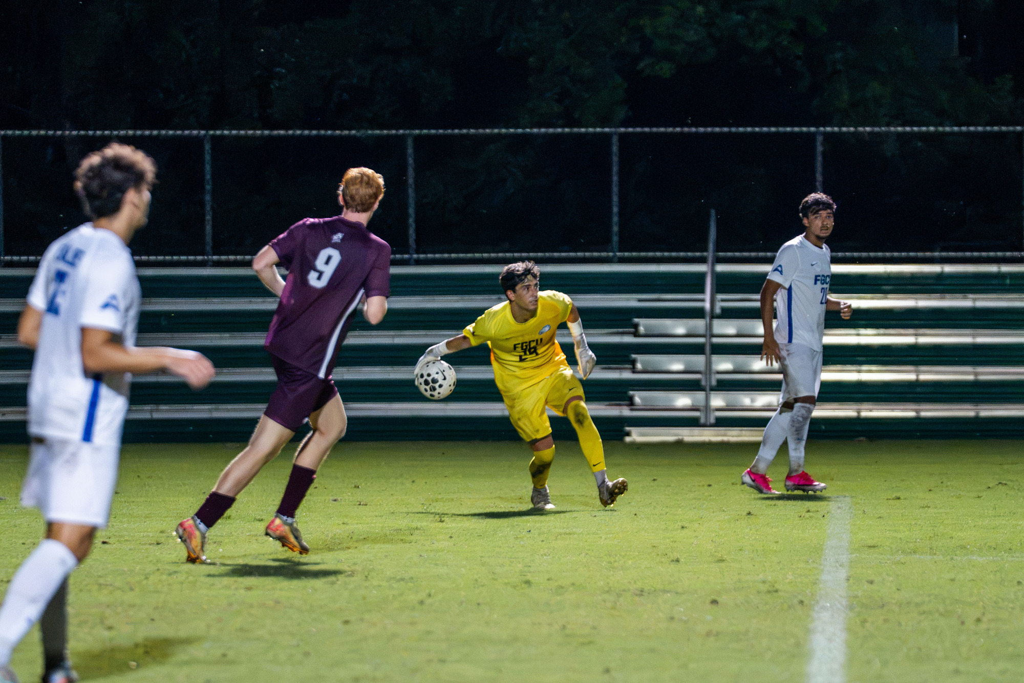 Eduard Garcia rolls the ball out against Bellarmine