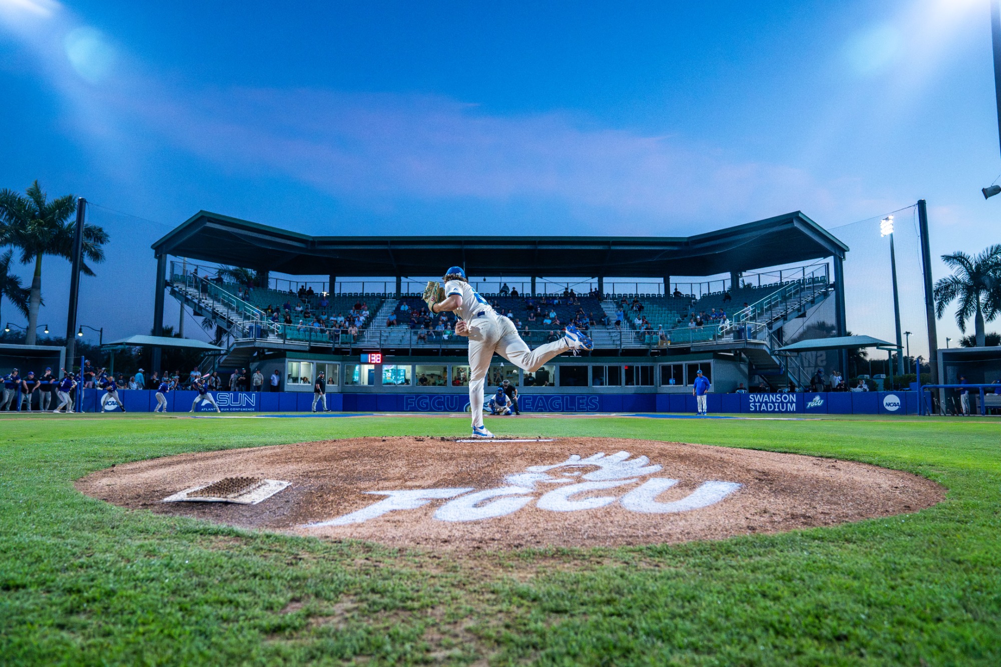 FGCU baseball hosts Stonehill College at Swanson Stadium in the first of a three-game series.