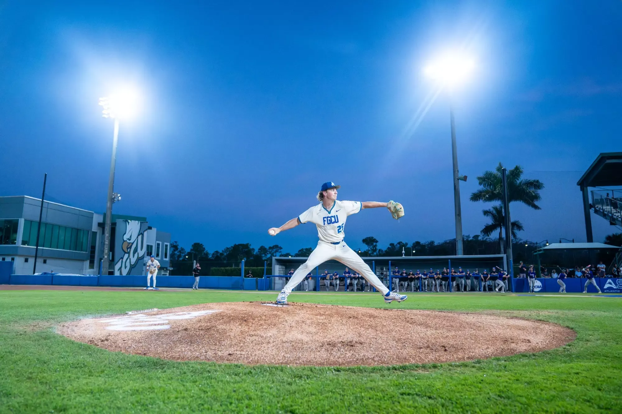 FGCU baseball hosts Stonehill College at Swanson Stadium in the first of a three-game series.