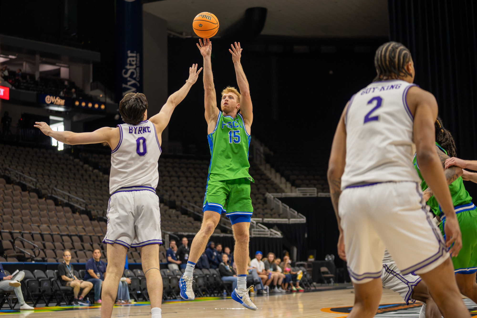 Michael Duax makes a jumper against Central Arkansas
