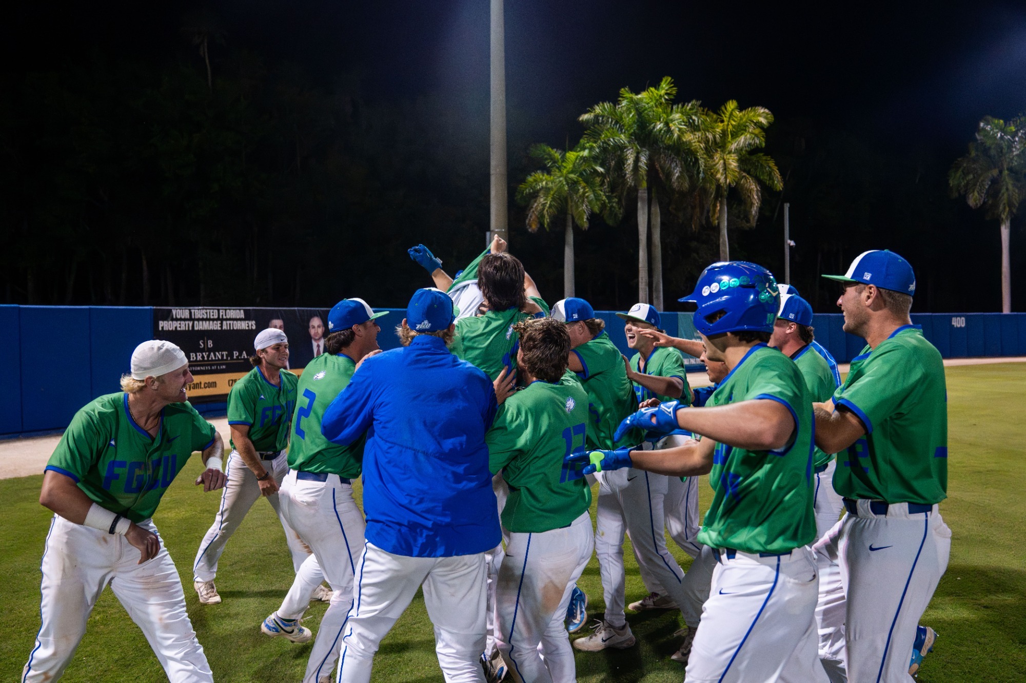 Celebration after walkoff win over FIU in 12 innings