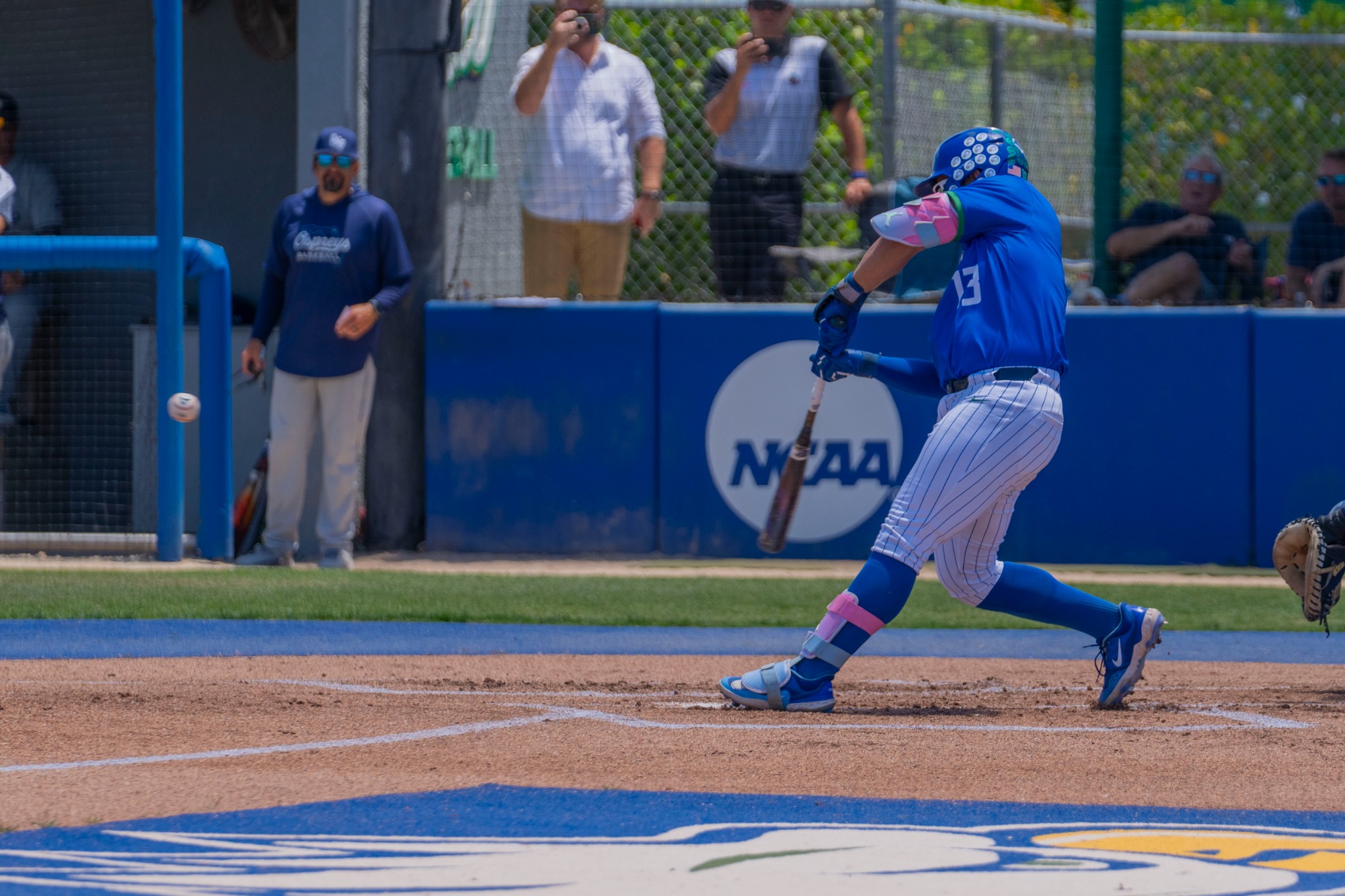 Javier Gorostola records a hit as FGCU claimed the rubber game of the three-game Atlantic Sun Conference series over North Florida with a 13-3 (8 inning) win over the Ospreys at Swanson Stadium.