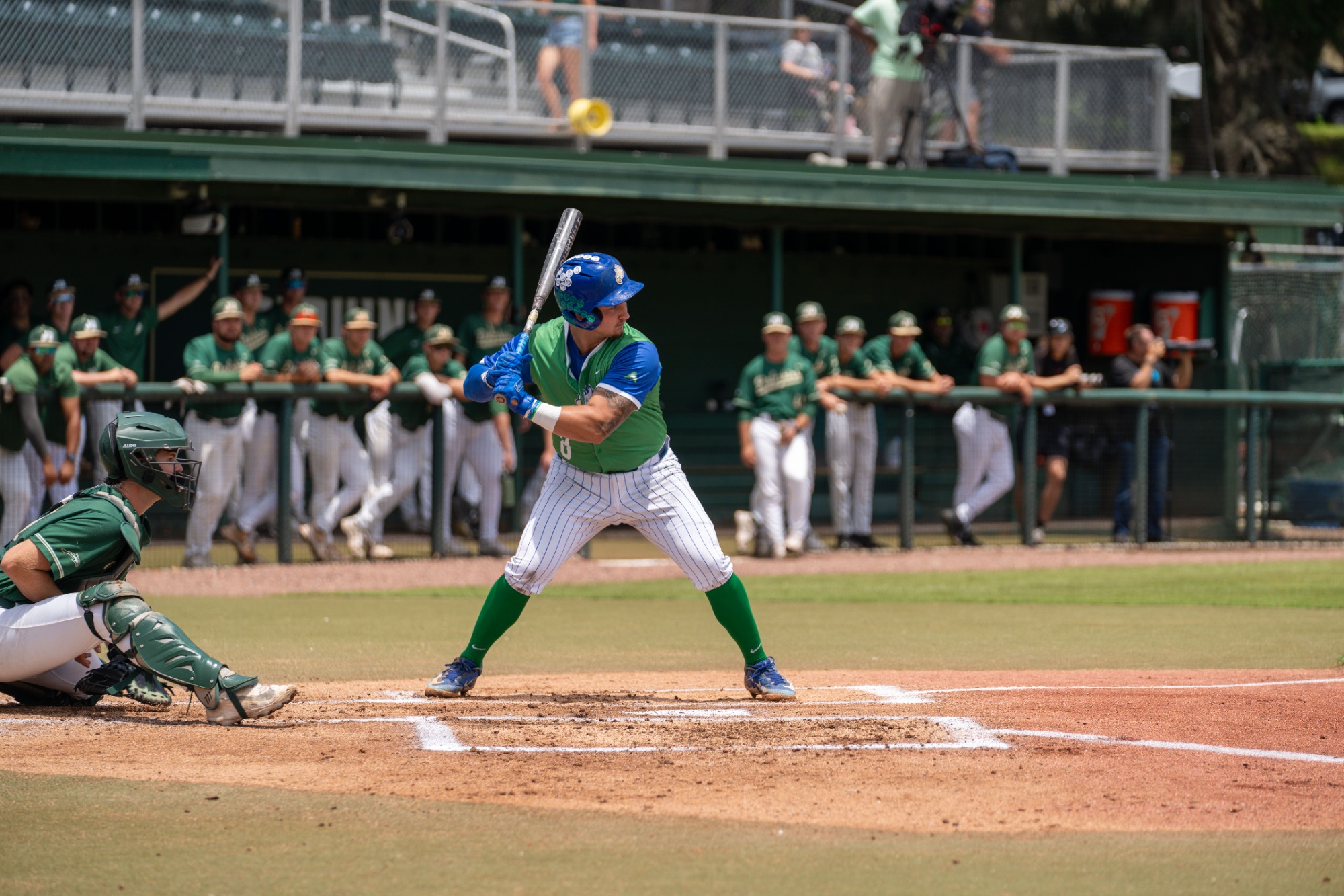 Jon Embury bats as FGCU plays at Jacksonville in the final game of the 2026 regular season.