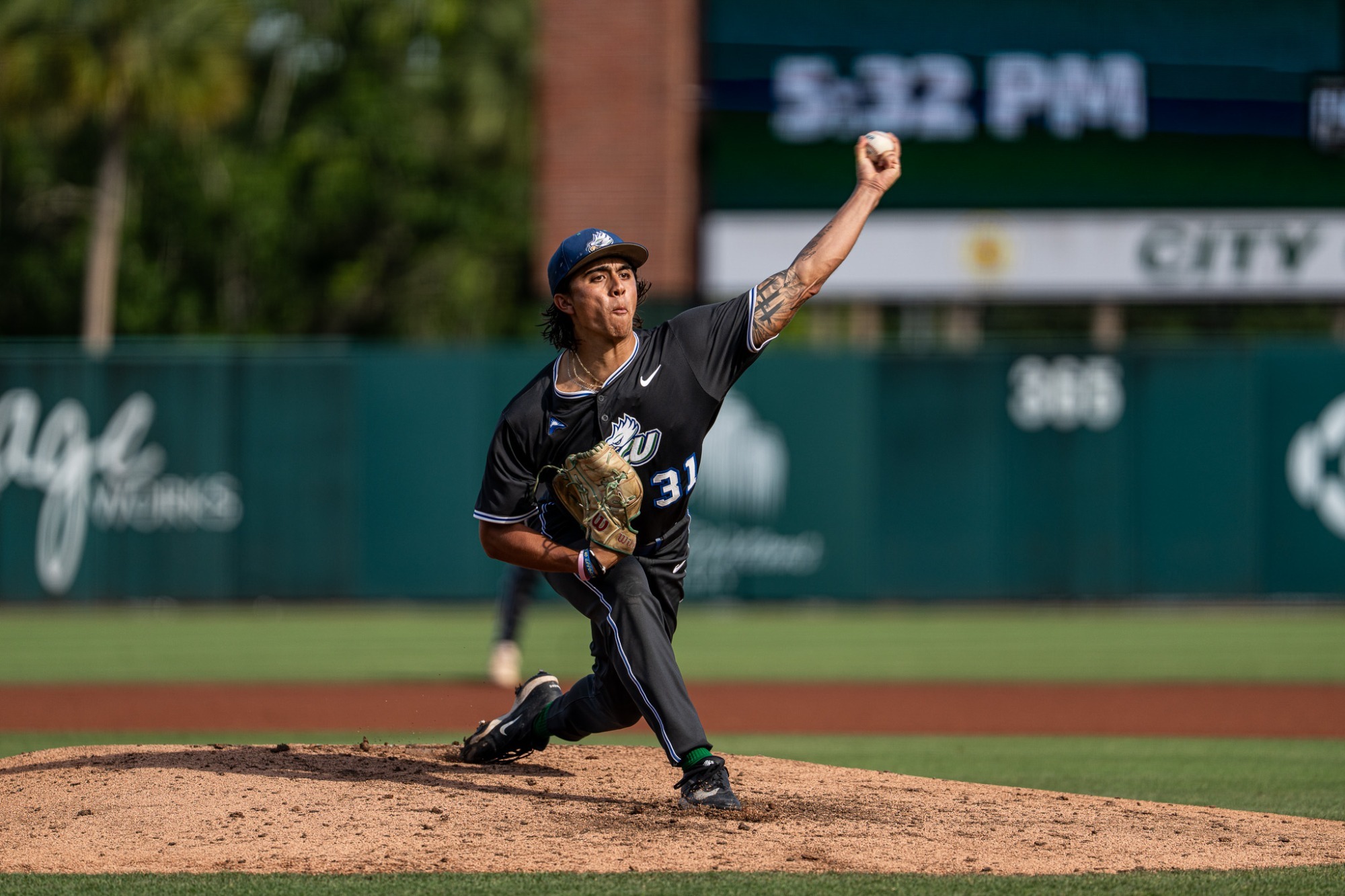 Ryan Rushing pitches during ASUN Tournament