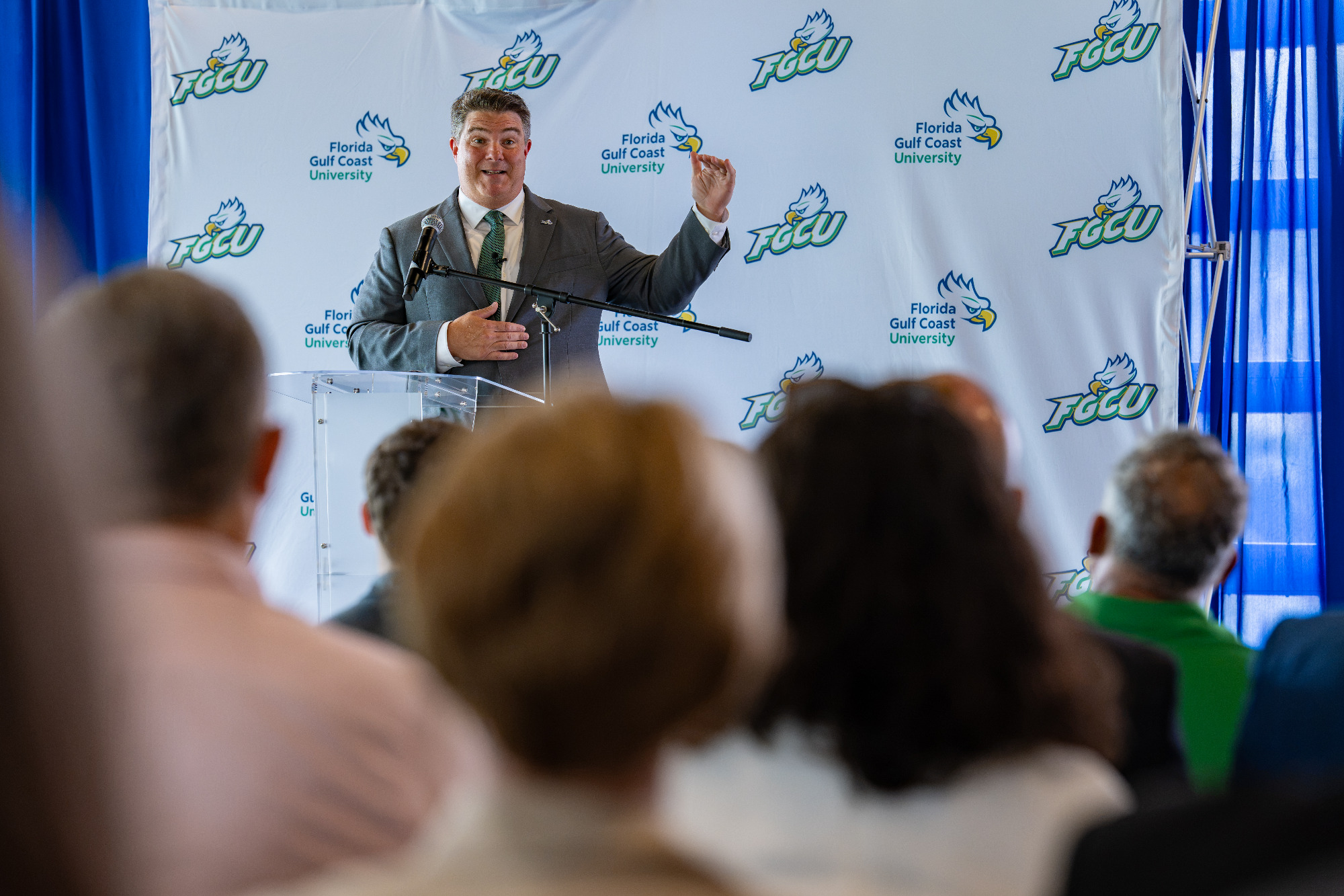 Brian Barrio speaks at his introductory press conference at FGCU.