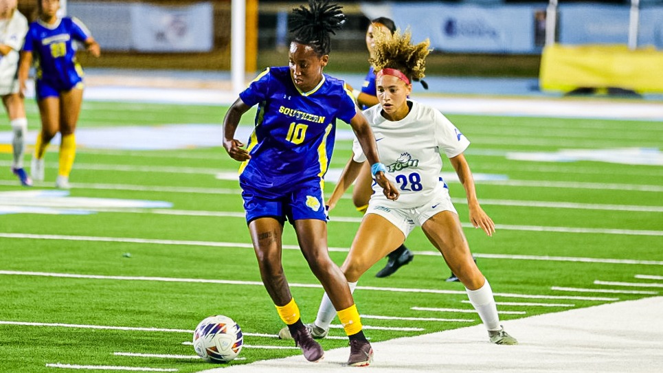 Jayde Springfield defends at midfield in a win over Southern