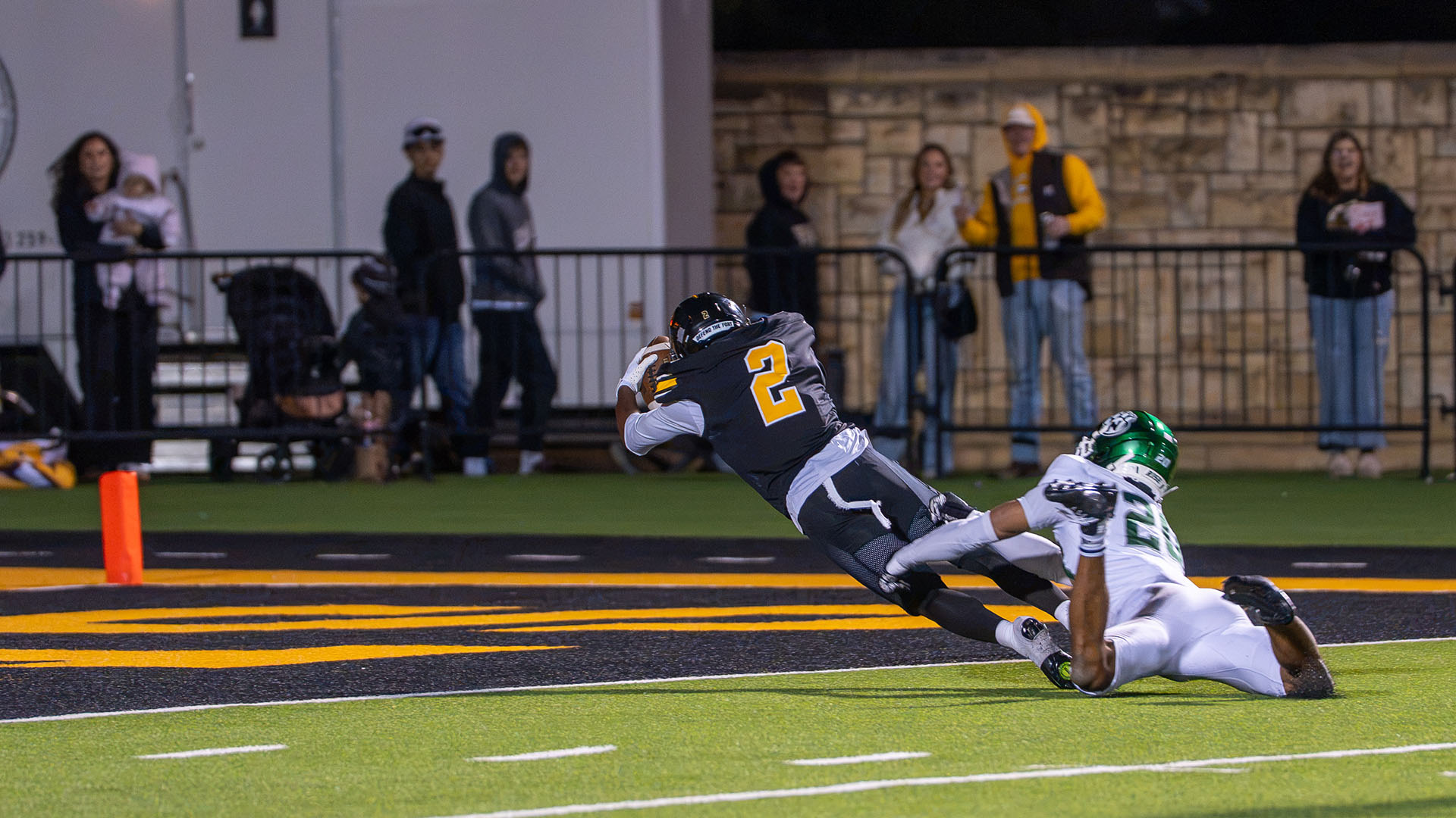 Ayden Robinson-Wayne lunges for a touchdown vs NWMSU 10-17-26